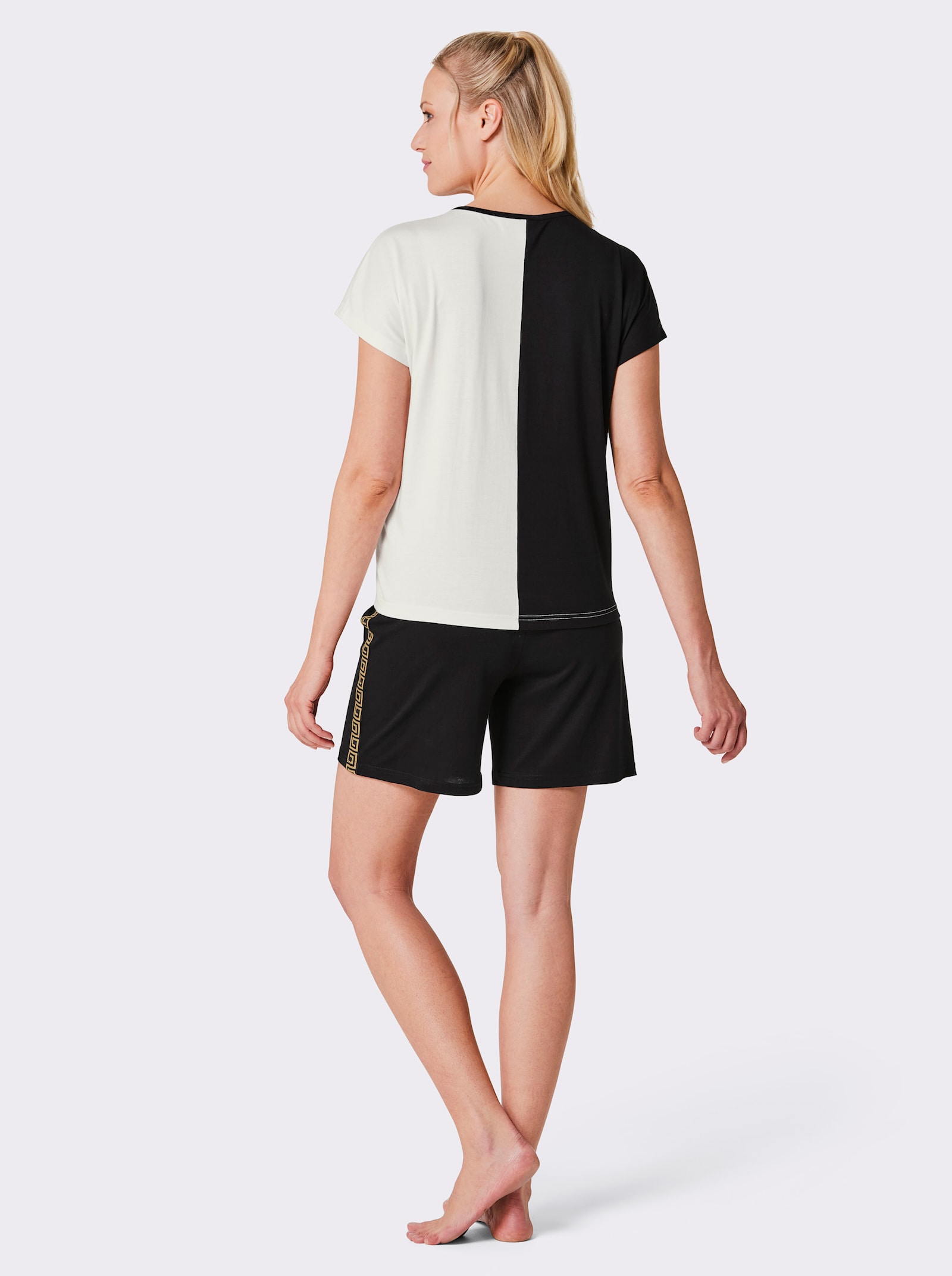 wäschepur Shorty im Colourblocking-Dessin - ecru-schwarz