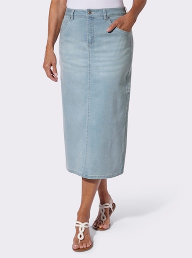 Jeansrock mit Gehschlitz hinten - blue-bleached