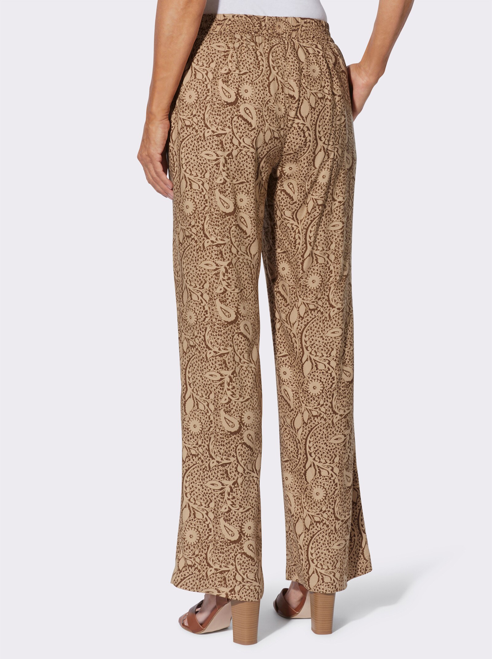 Druckhose in Schlupfform - camel-braun-bedruckt