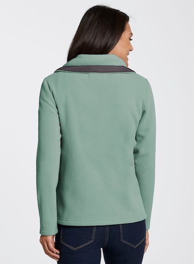 Fleecejacke mit schrägen Reißverschluss-Taschen - jadegrün