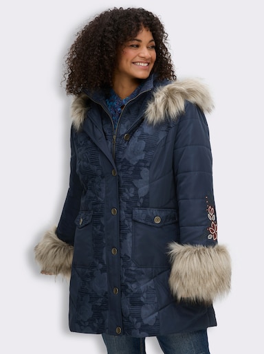 sheego by Joe Browns Jacke in Felloptik - tiefblau