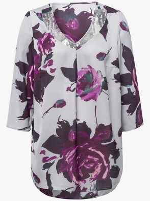 Schlupfbluse - steingrau-bedruckt