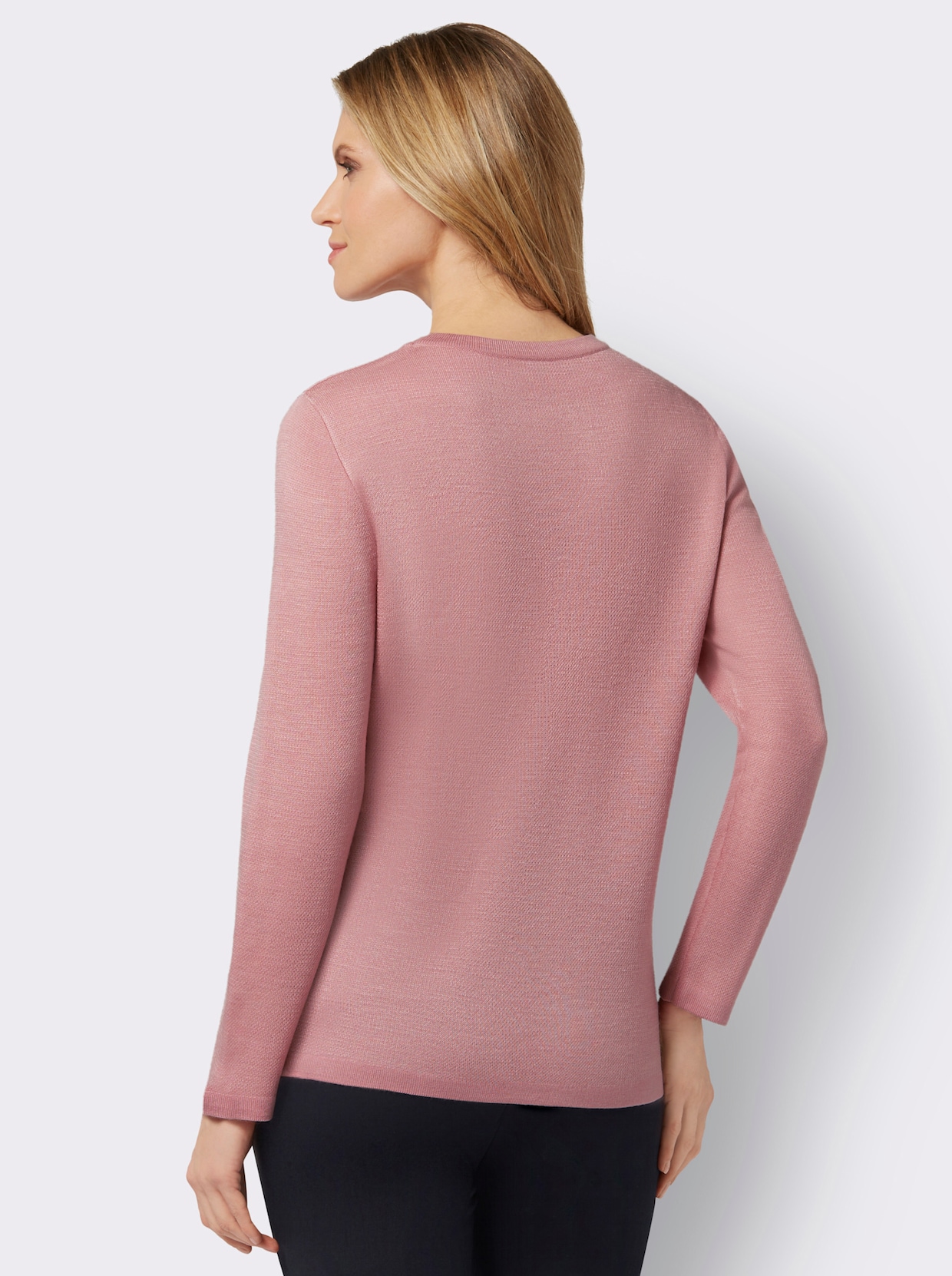 Pullover van jacquard - hortensia/ecru gedessineerd