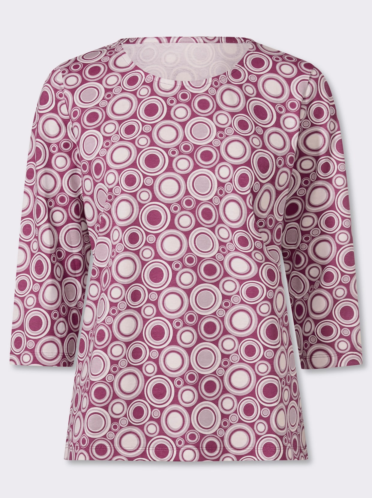 3/4-Arm-Shirt mit Kreise-Muster, Baumwolle - mauve-ecru-gemustert