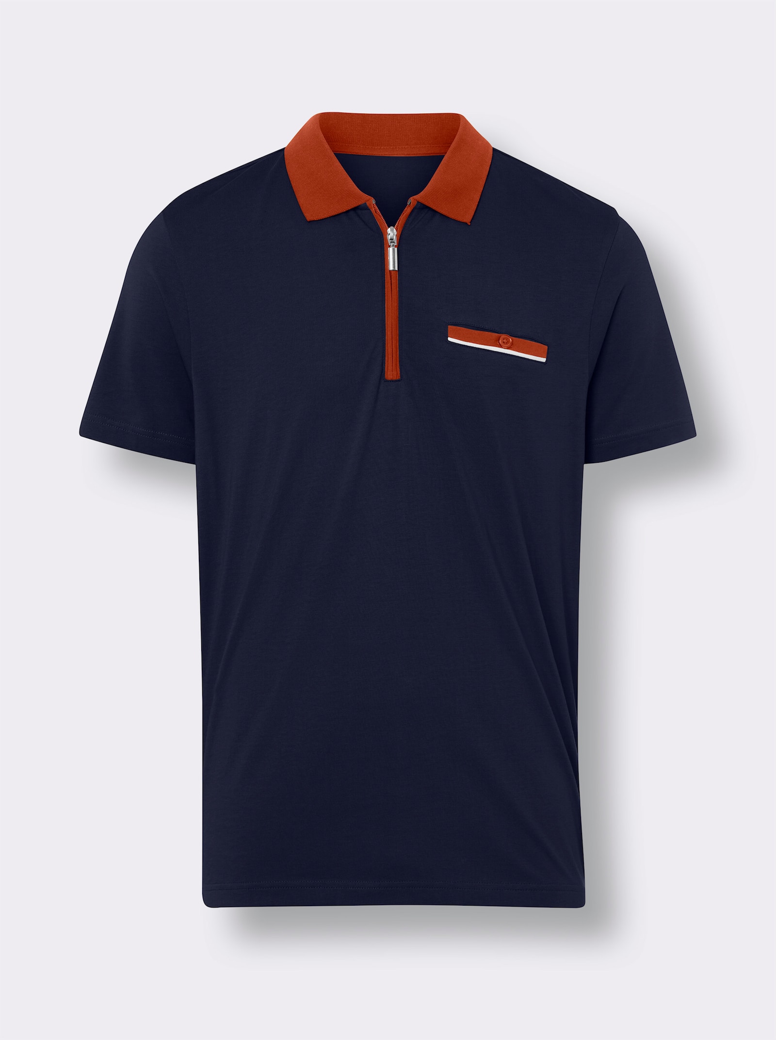 Poloshirt mit Kontrast-Details - marine