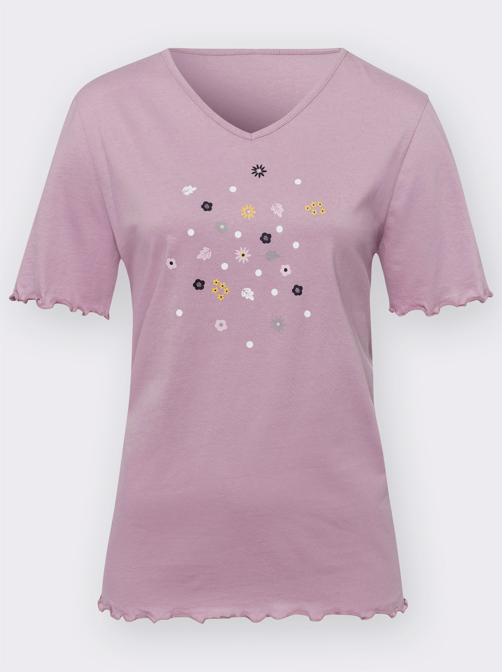 Capri-pyjama met bloemetjespatroon - mauve gedessineerd