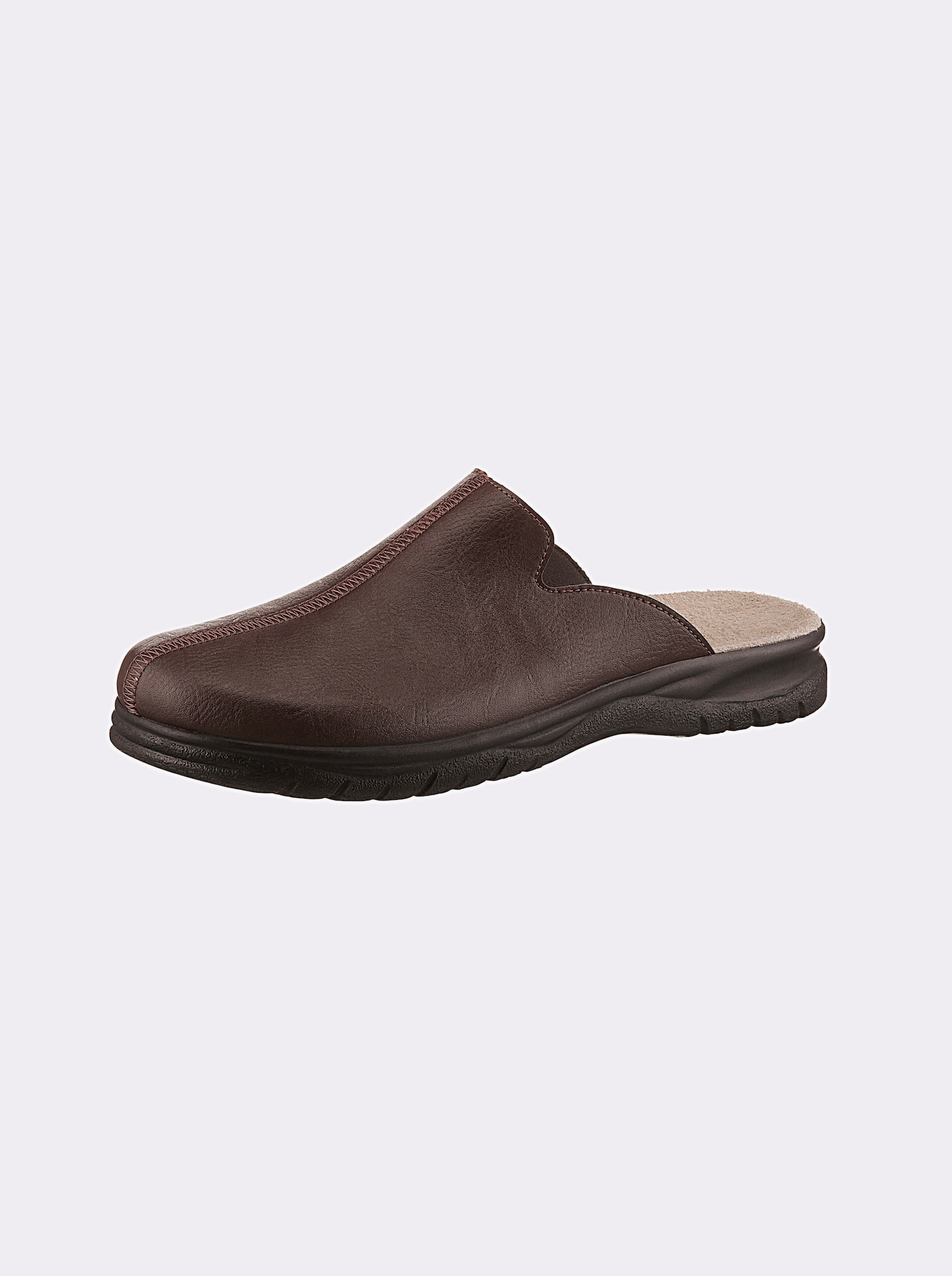 Pantoffel aus Leder-Imitat - schoko
