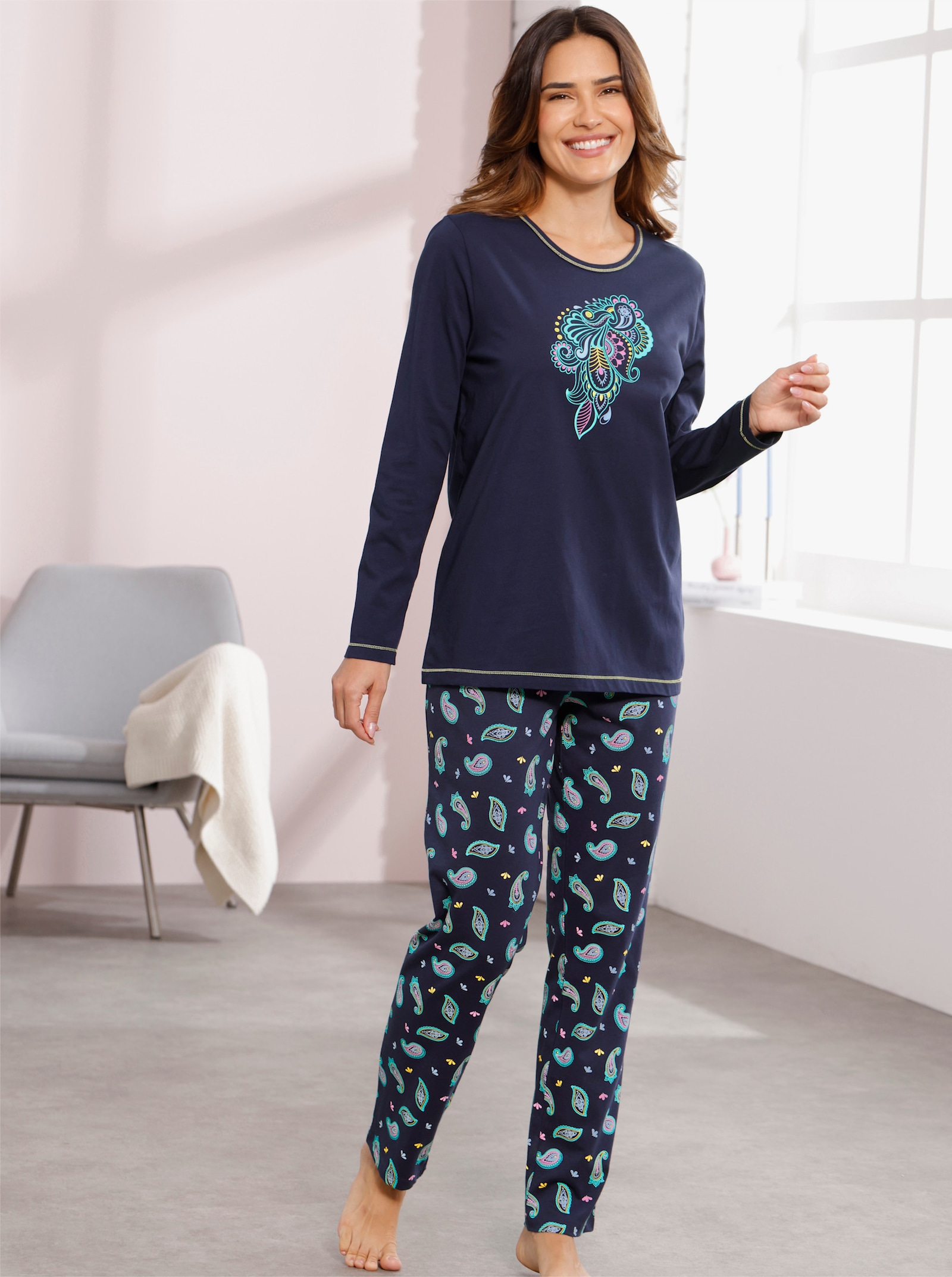 Pyjamas med paisleymönster - marin