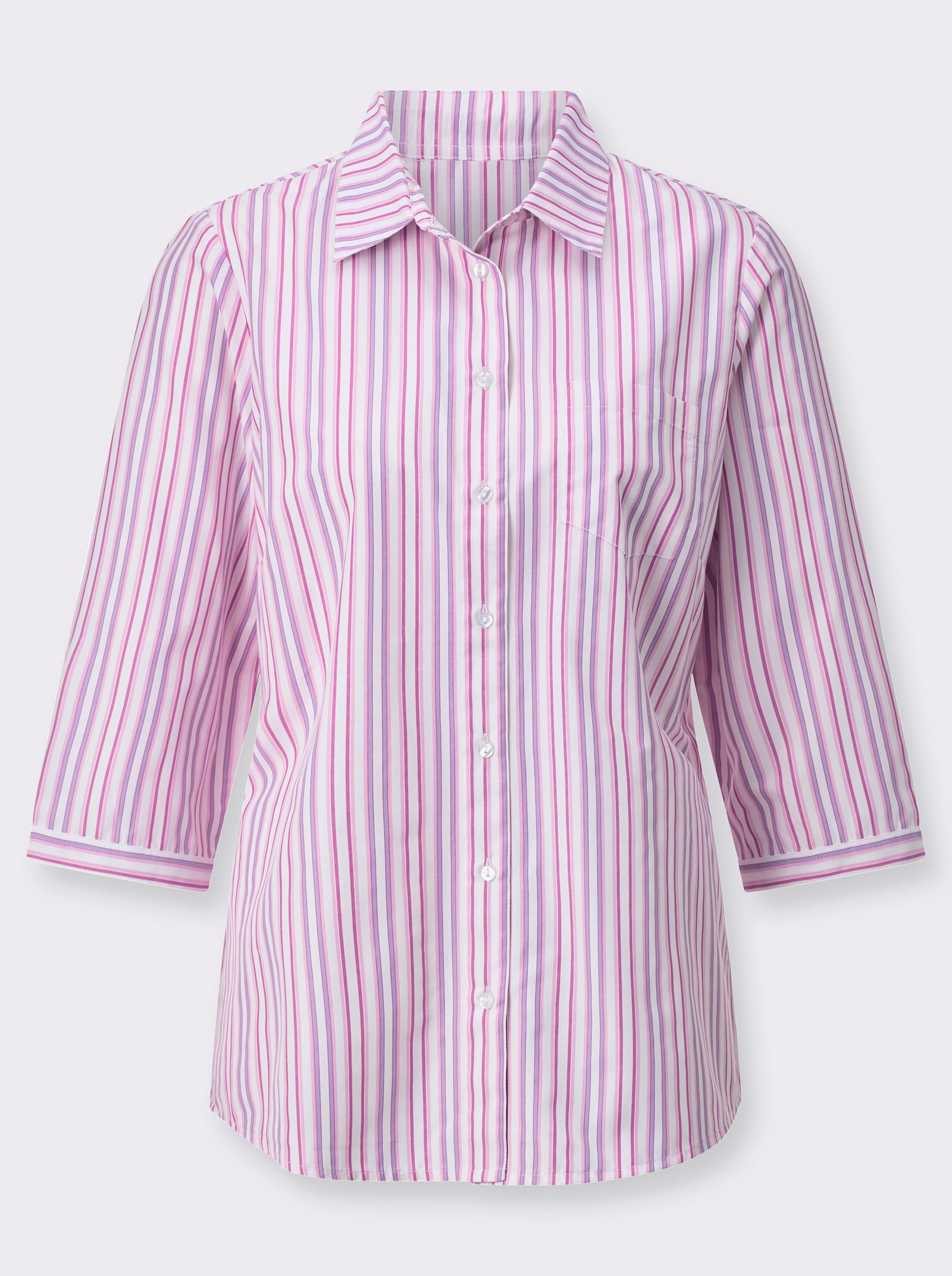 Gestreifte Bluse mit 3/4-Ärmeln - fuchsia-rosé-gestreift