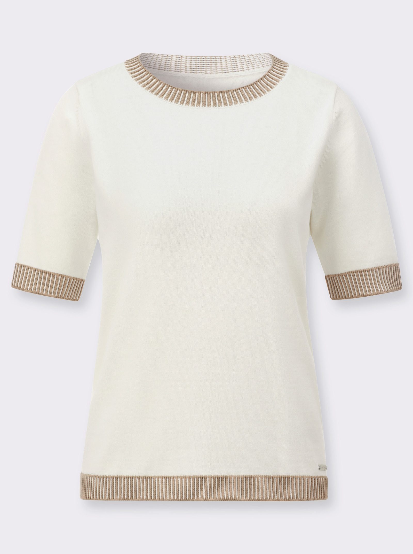 Kurzarmpullover aus reiner Baumwolle - ecru