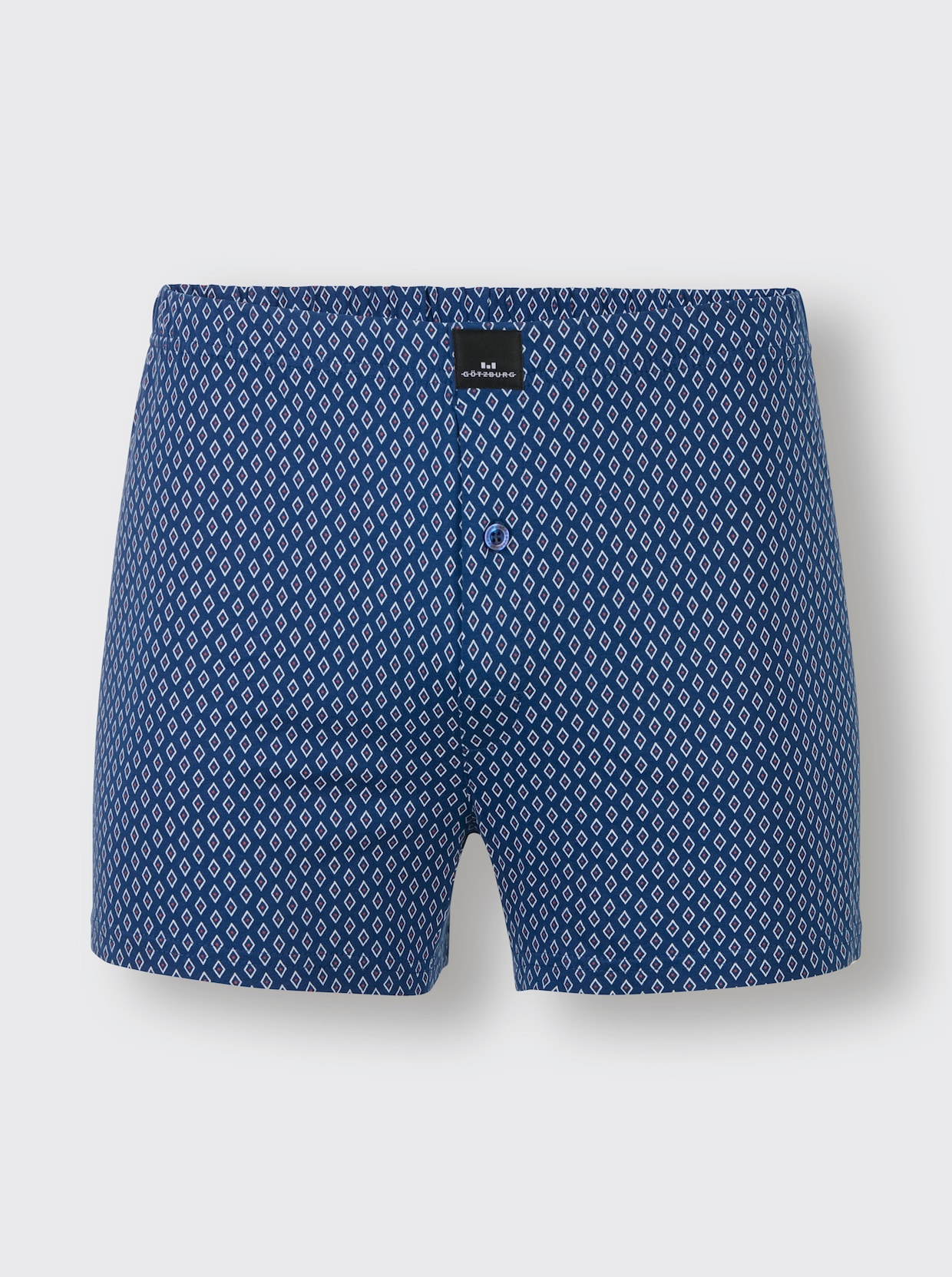 Boxershorts - marine + jeansblauw/wit bedrukt