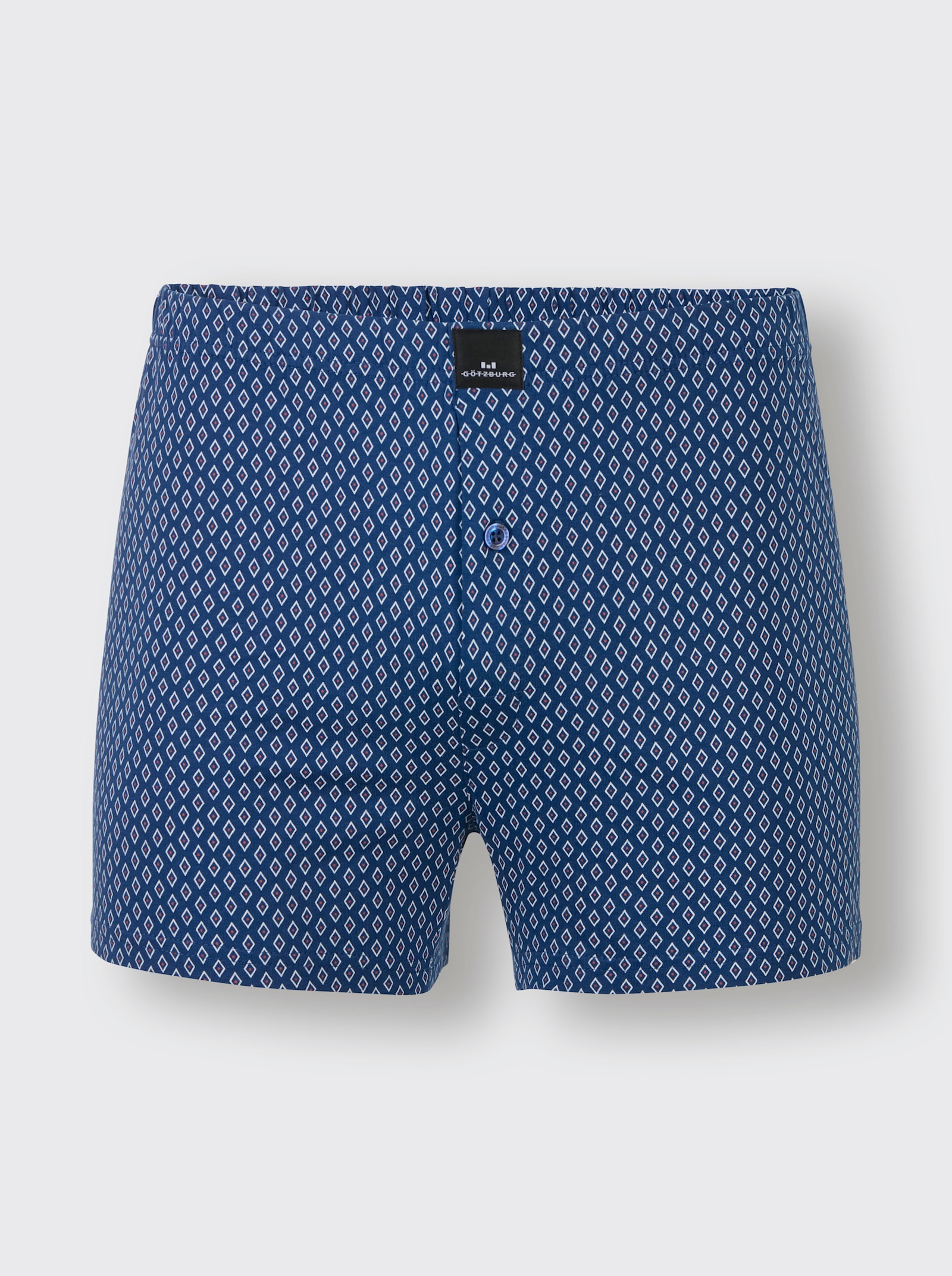 Boxershorts - marine + jeansblau-weiss-bedruckt