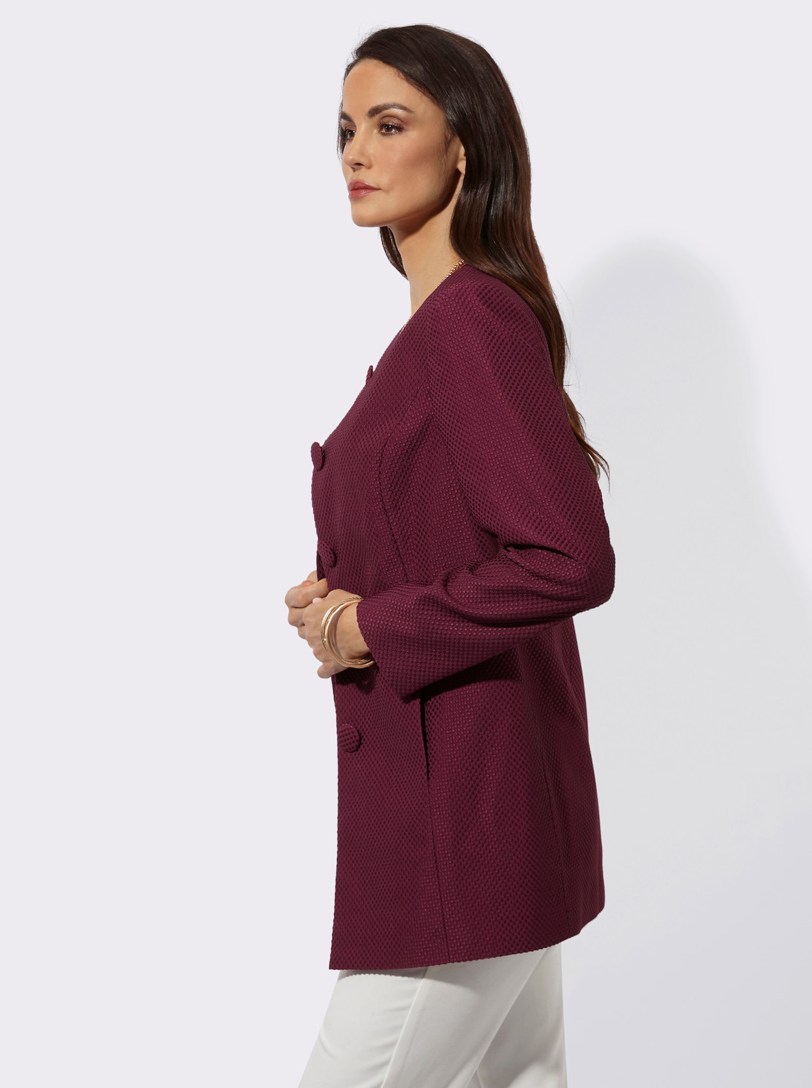 Longblazer mit Nahttaschen - bordeaux