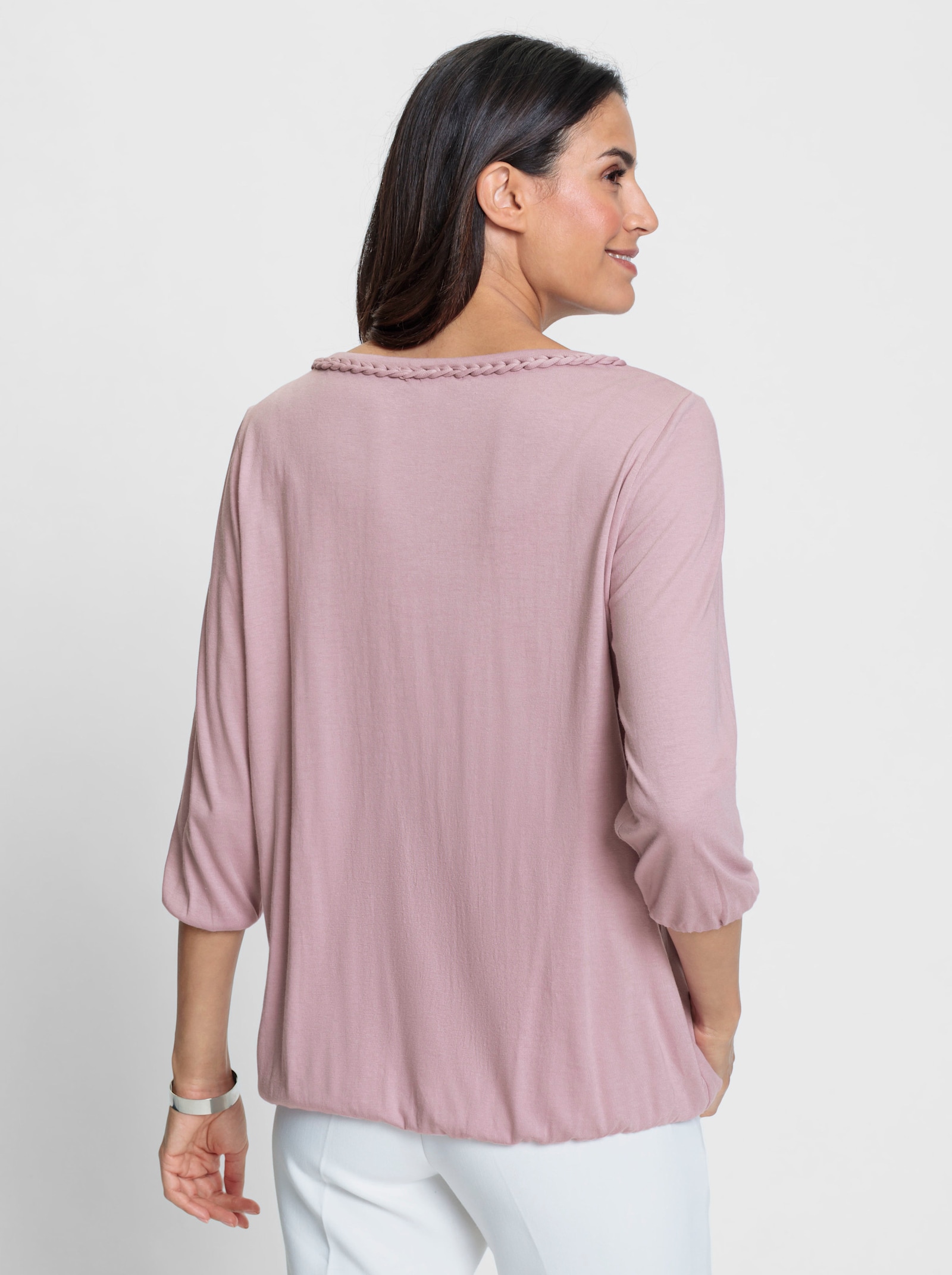Shirt met 3/4-mouwen en elastische boordjes - mauve