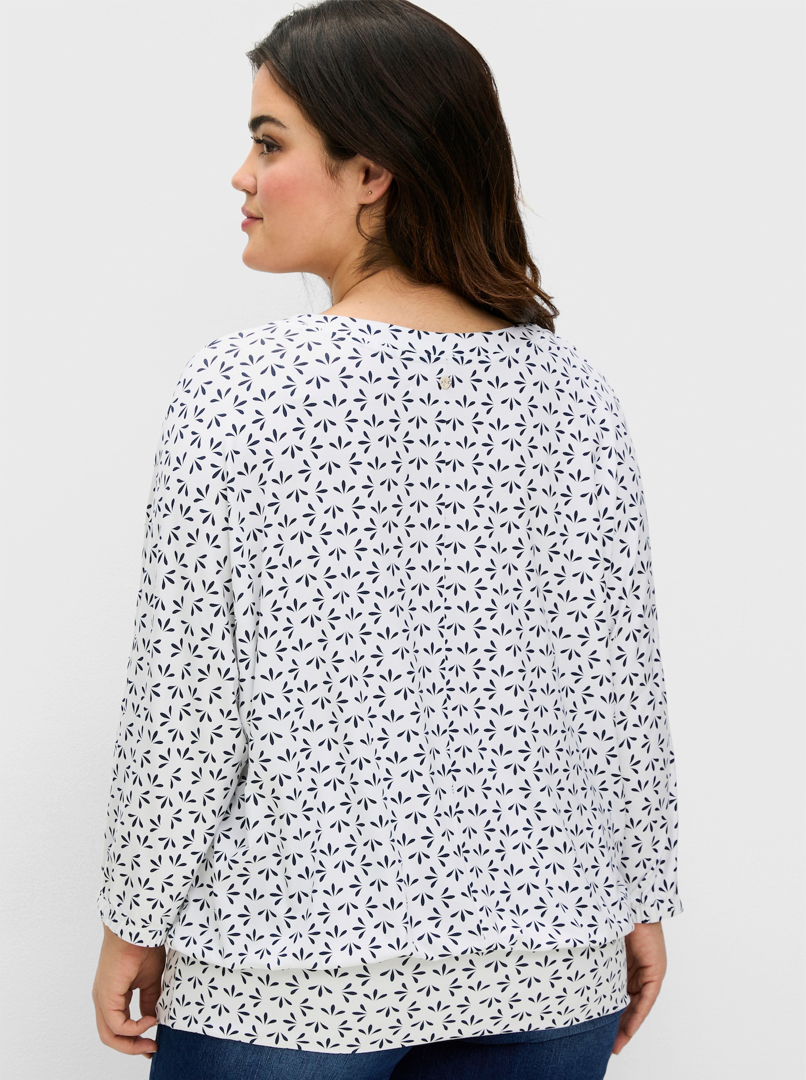 sheego Fledermausshirt mit Minimalprint - ecru-gemustert