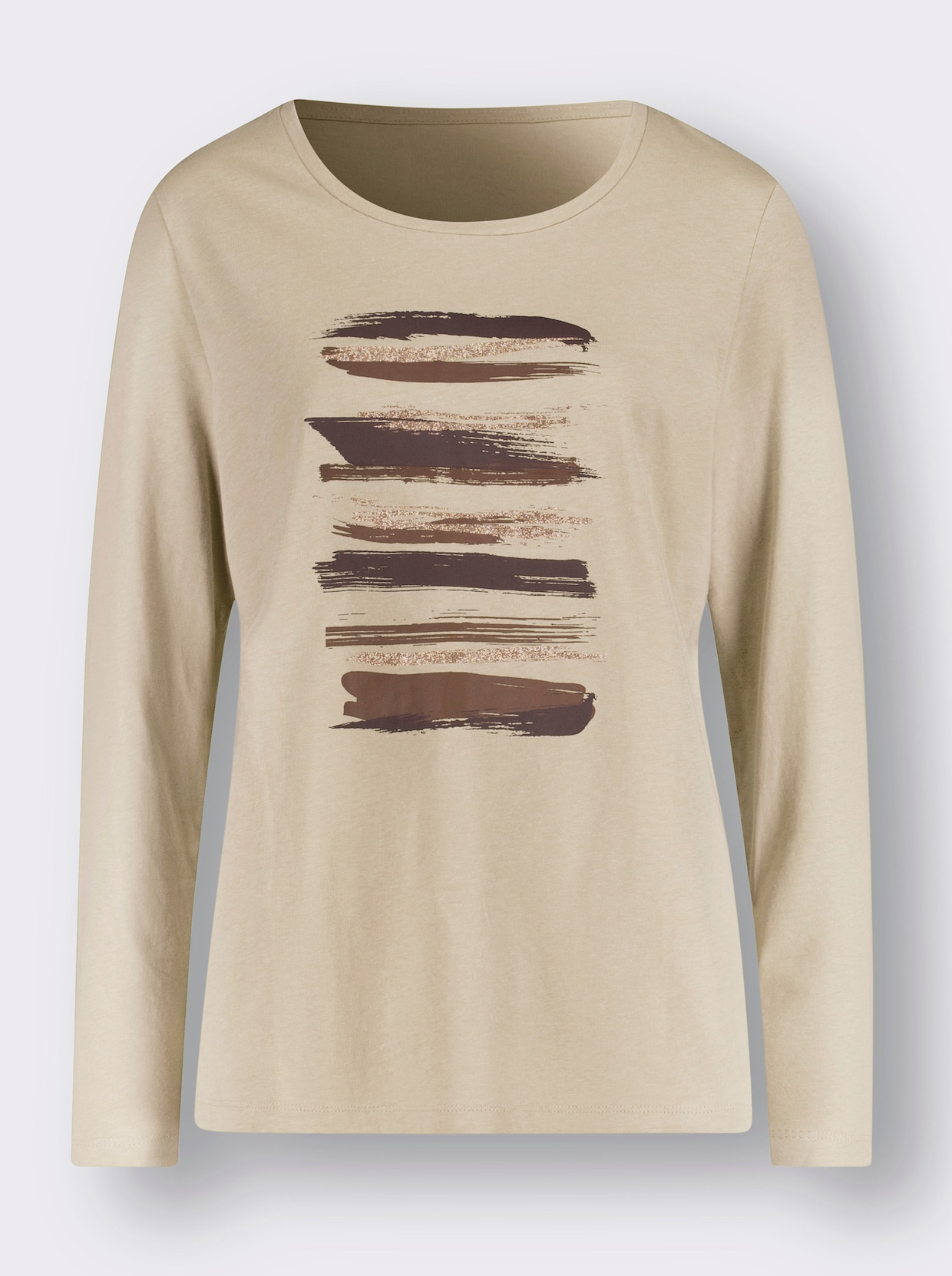 Shirt met lange mouwen - zand/chocolade