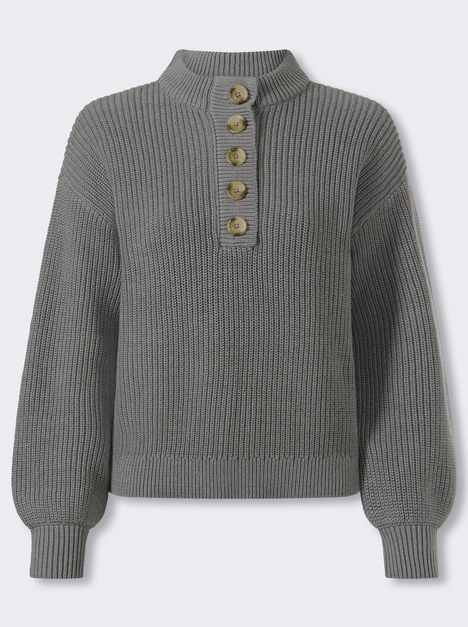 heine Pullover im Rippenstrick - grau-meliert