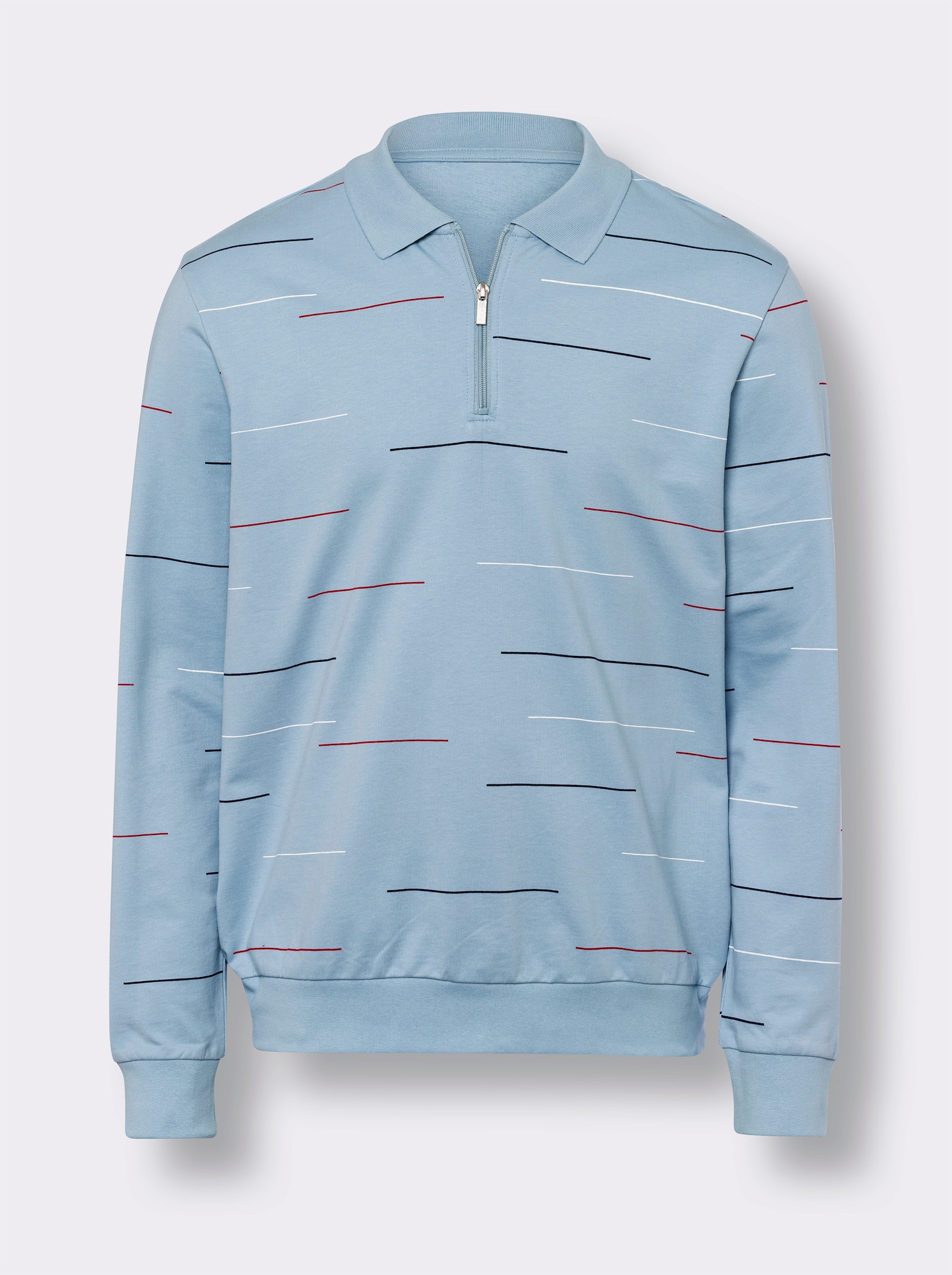 Sweatshirt im Ringel-Look - eisblau-bedruckt