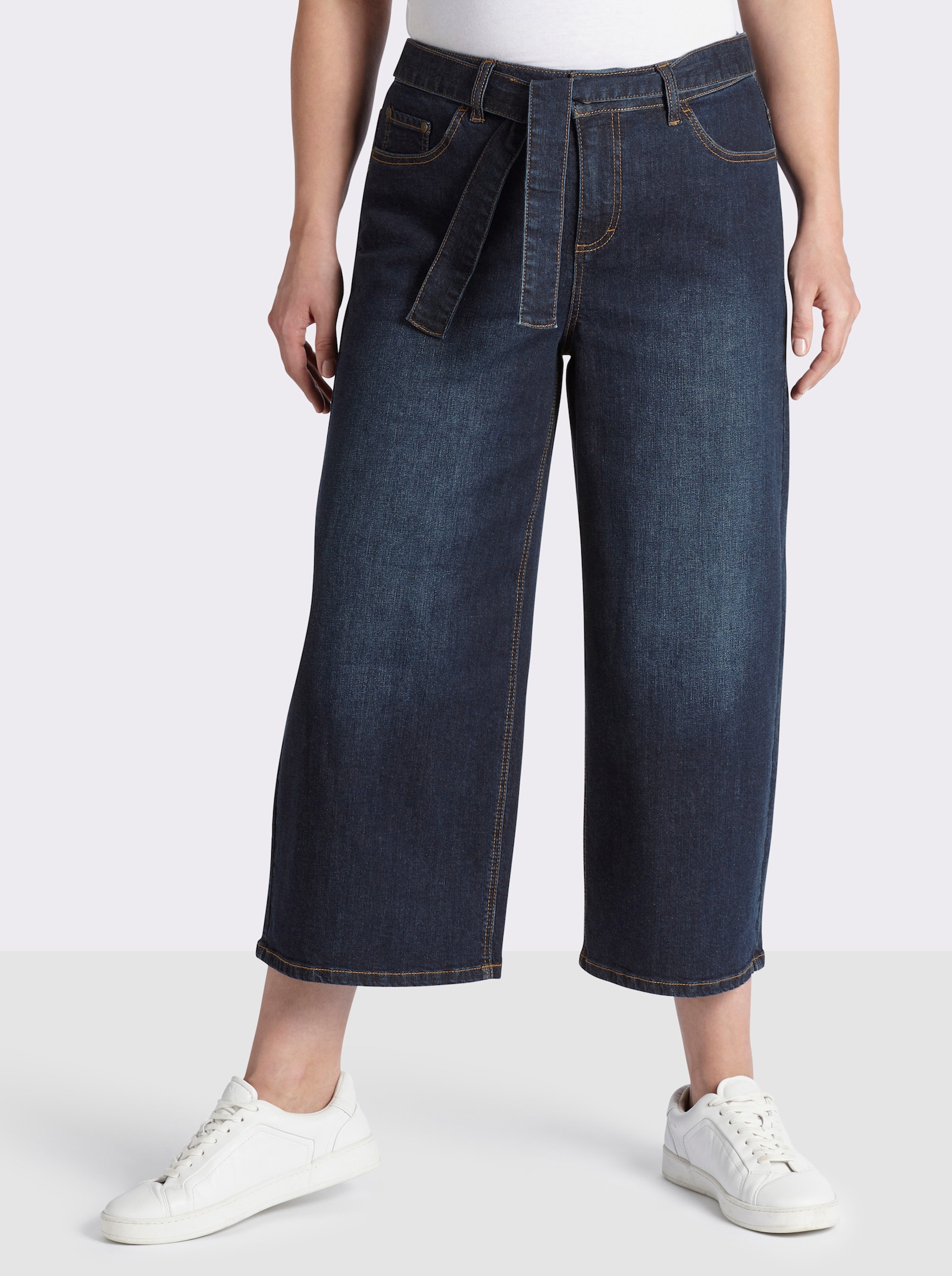 sheego 7/8-Jeans mit weiten Beinen - dark blue