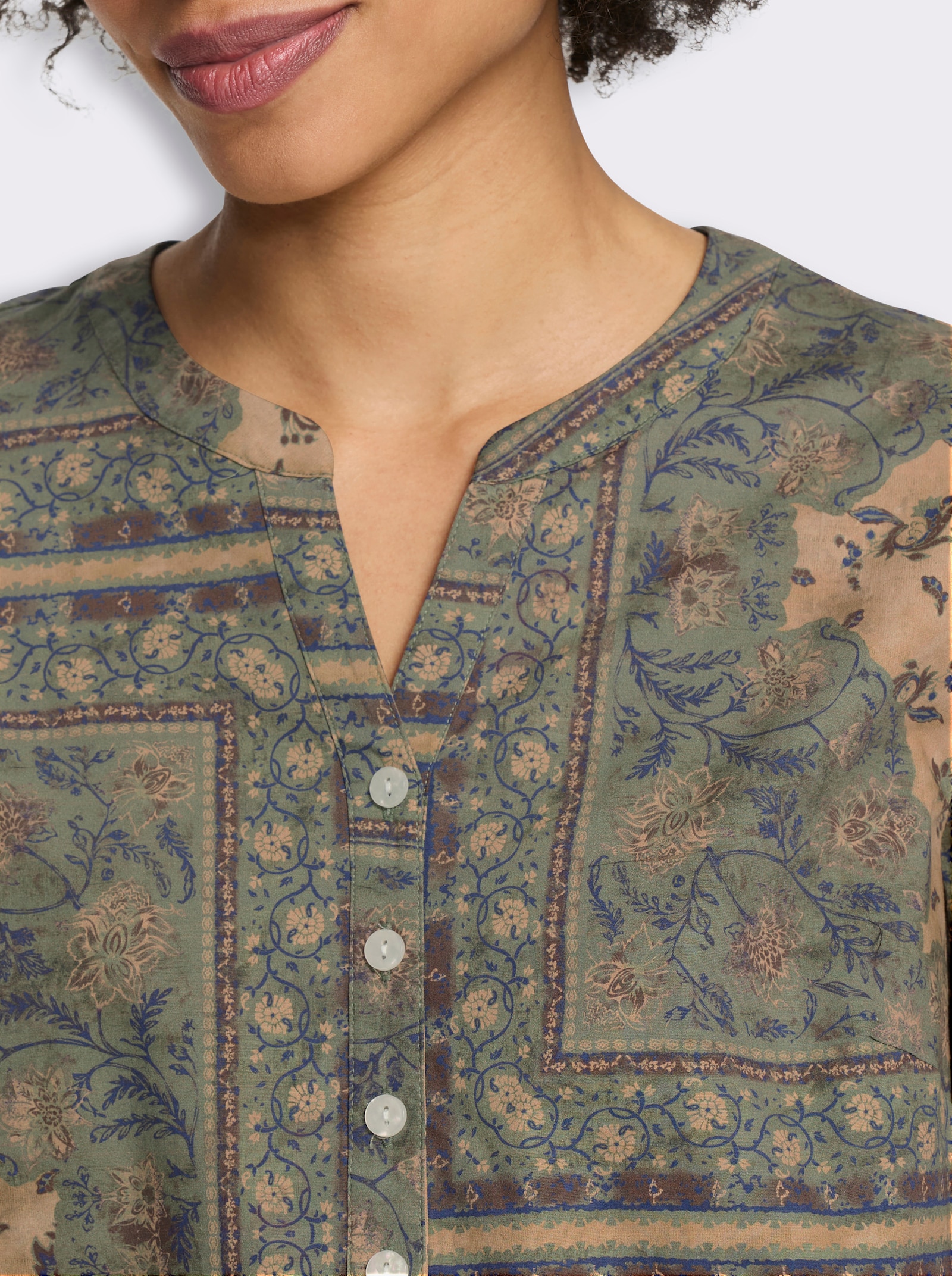 heine Druckbluse mit Floral-Dessin - khaki-camel-bedruckt