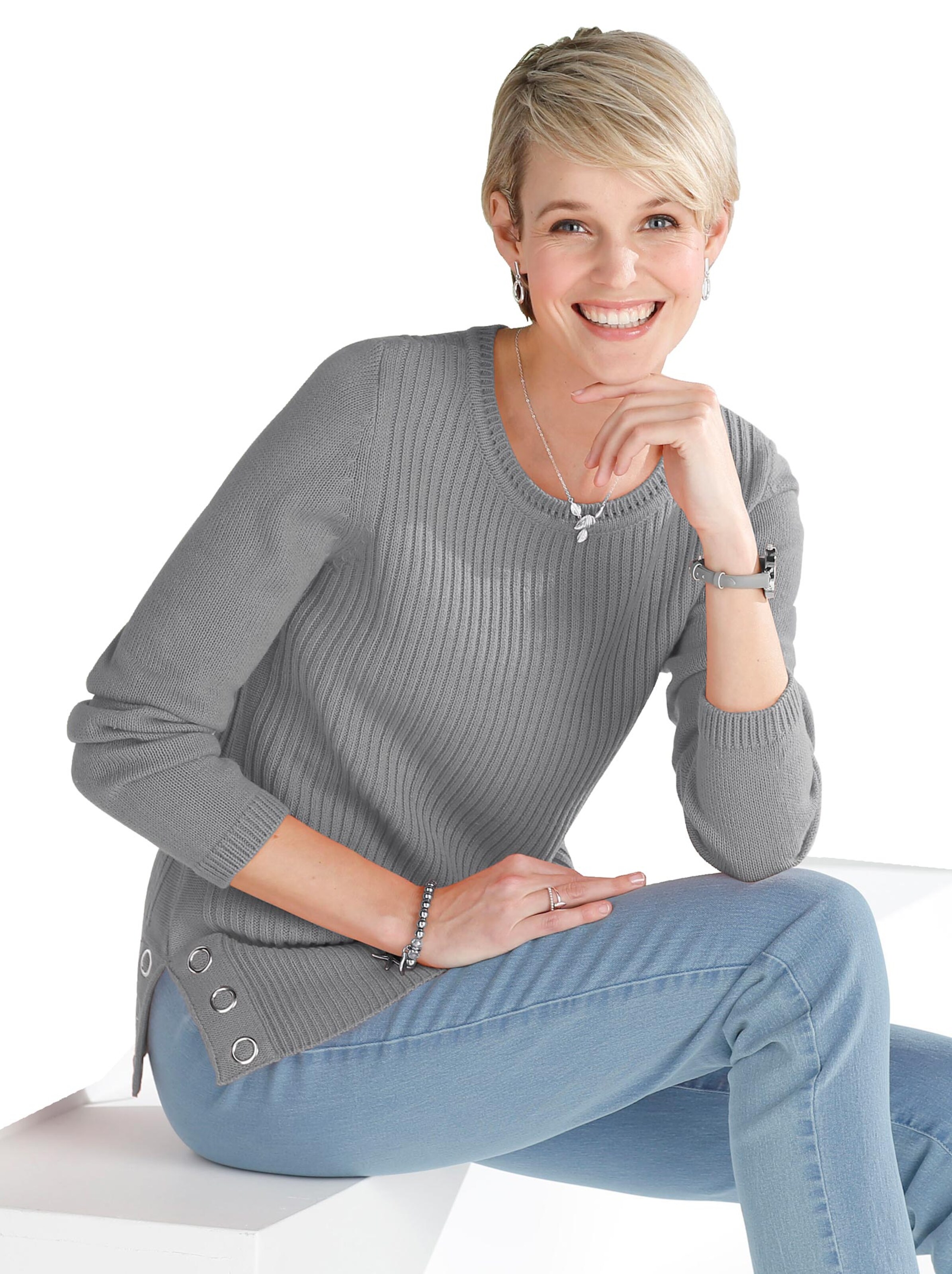 Pullover - steingrau