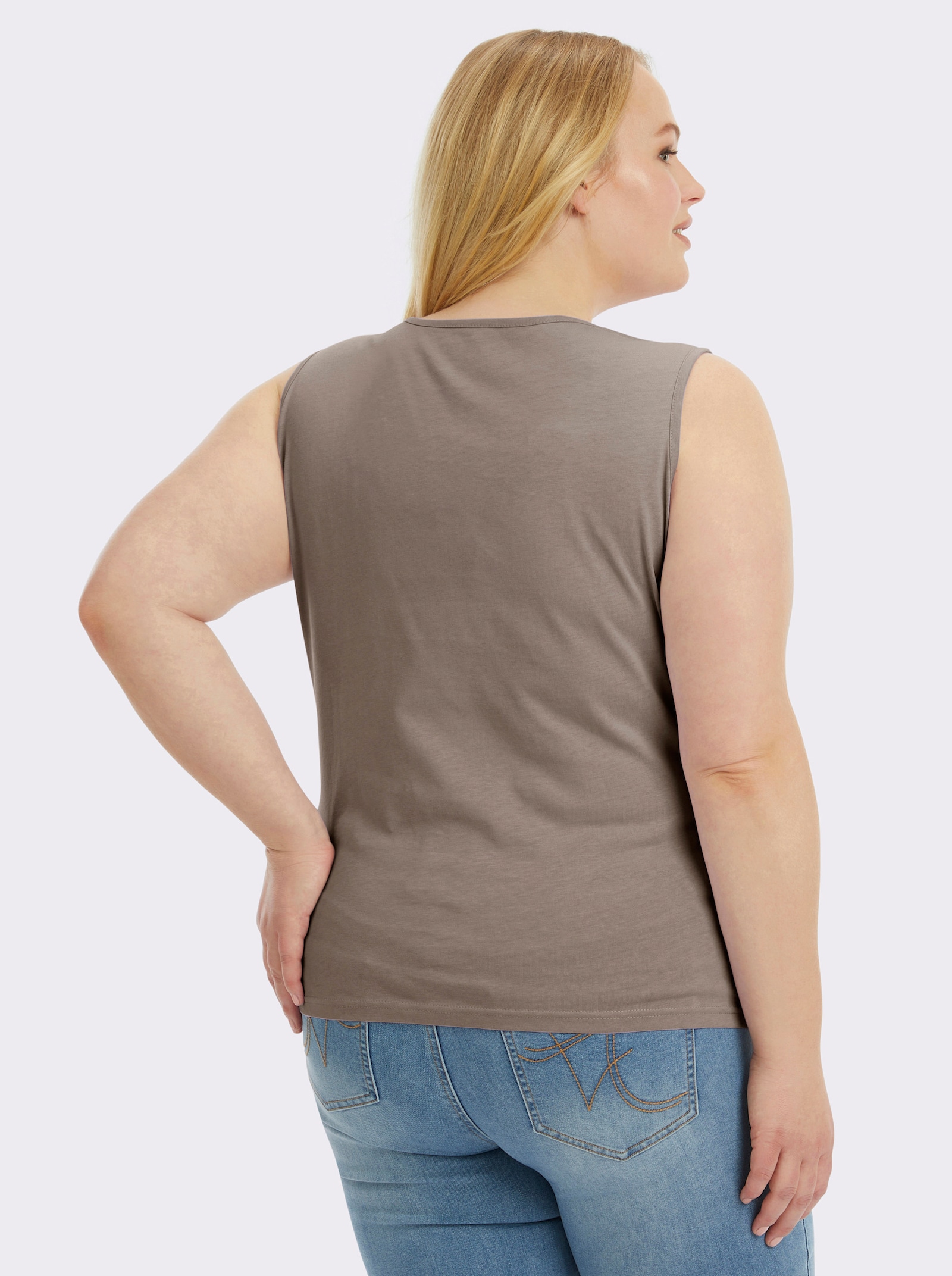 Trägertop mit Rundhals-Ausschnitt - taupe