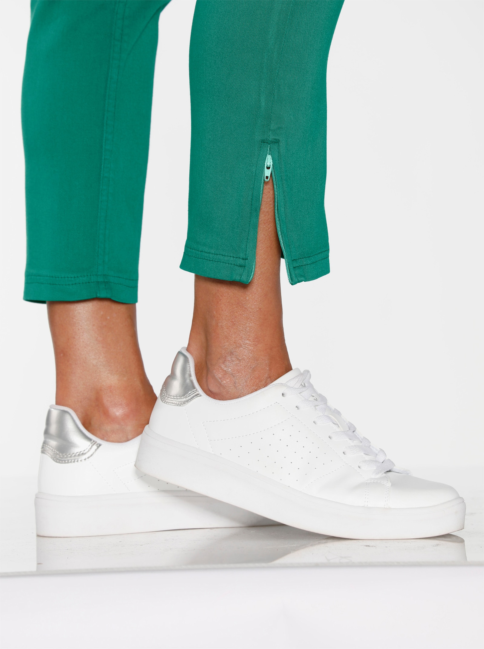 7/8-jeans met ritssluitingen opzij - groen