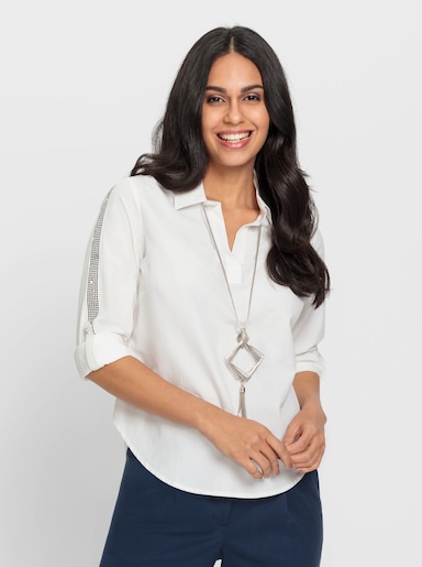 Hemdbluse mit Zierplättchen - ecru