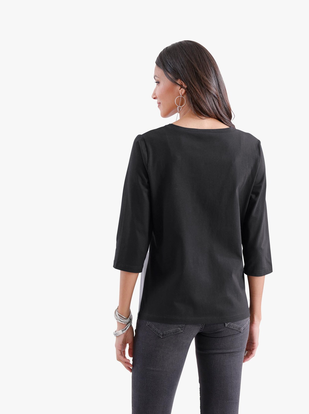 Shirt met lange mouwen - zwart/poudre gedessineerd