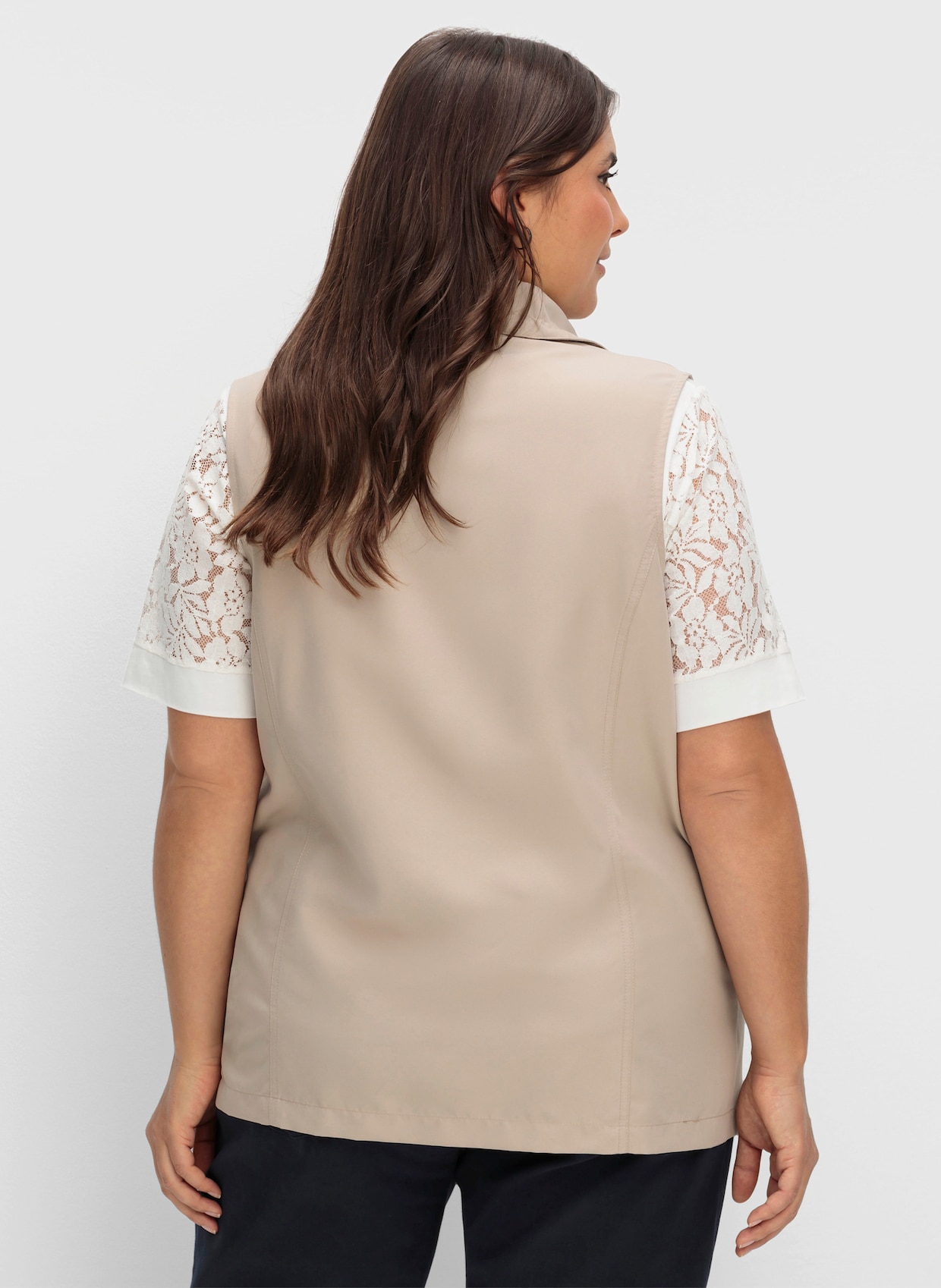 Longweste aus Microfaser - beige