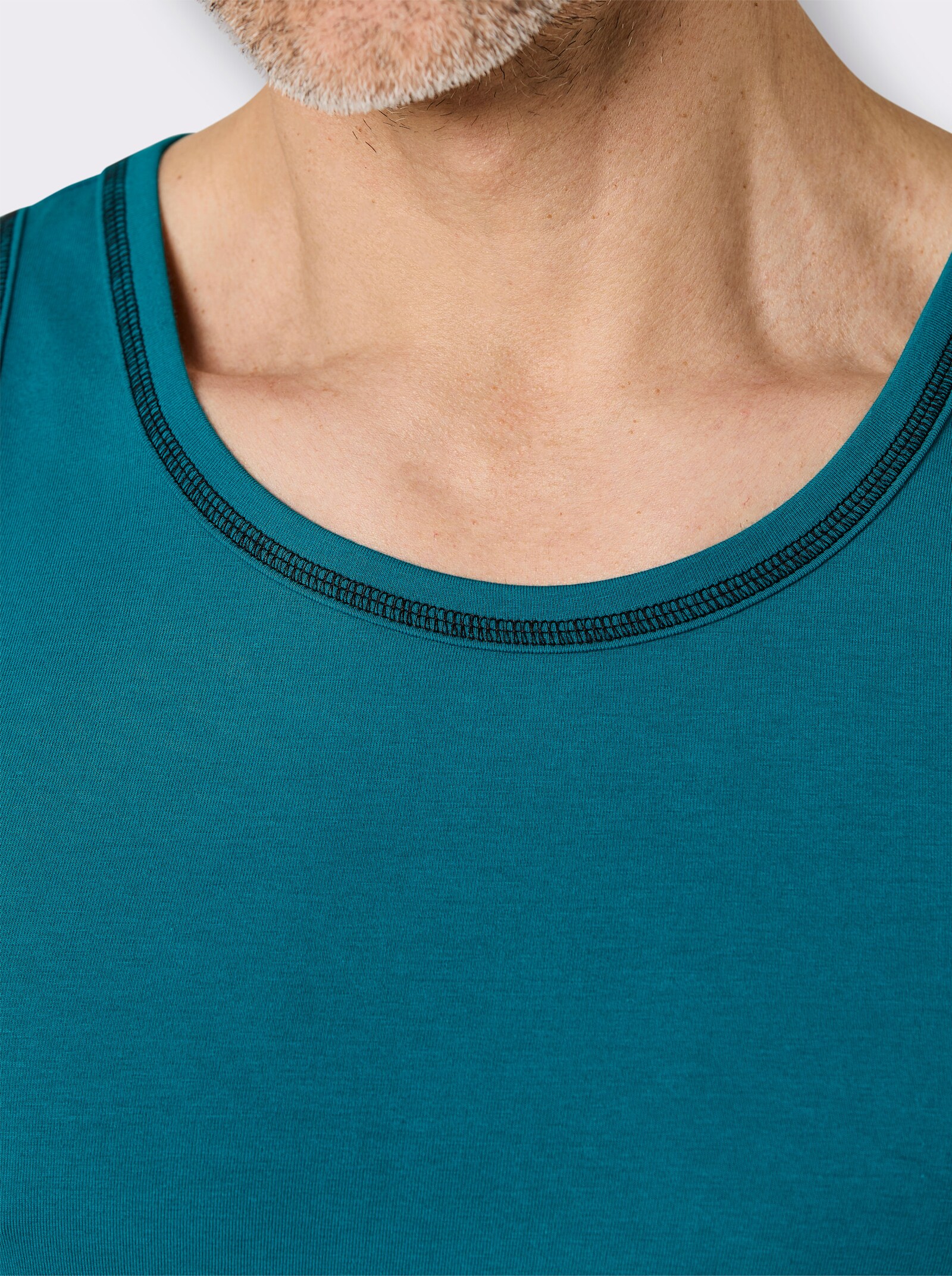 wäschepur men Unterhemd - aquapetrol + schwarz