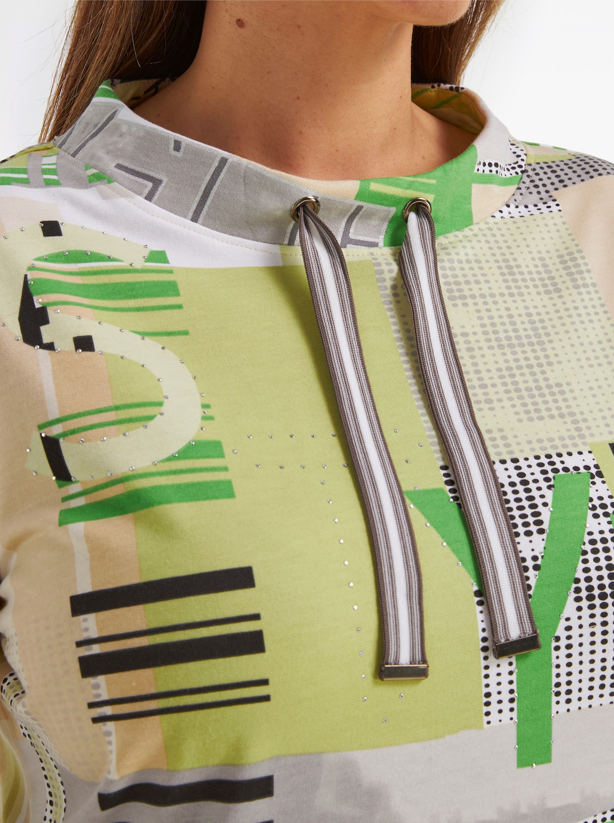 Sweatshirt mit Buchstaben-Print - apfel-ecru