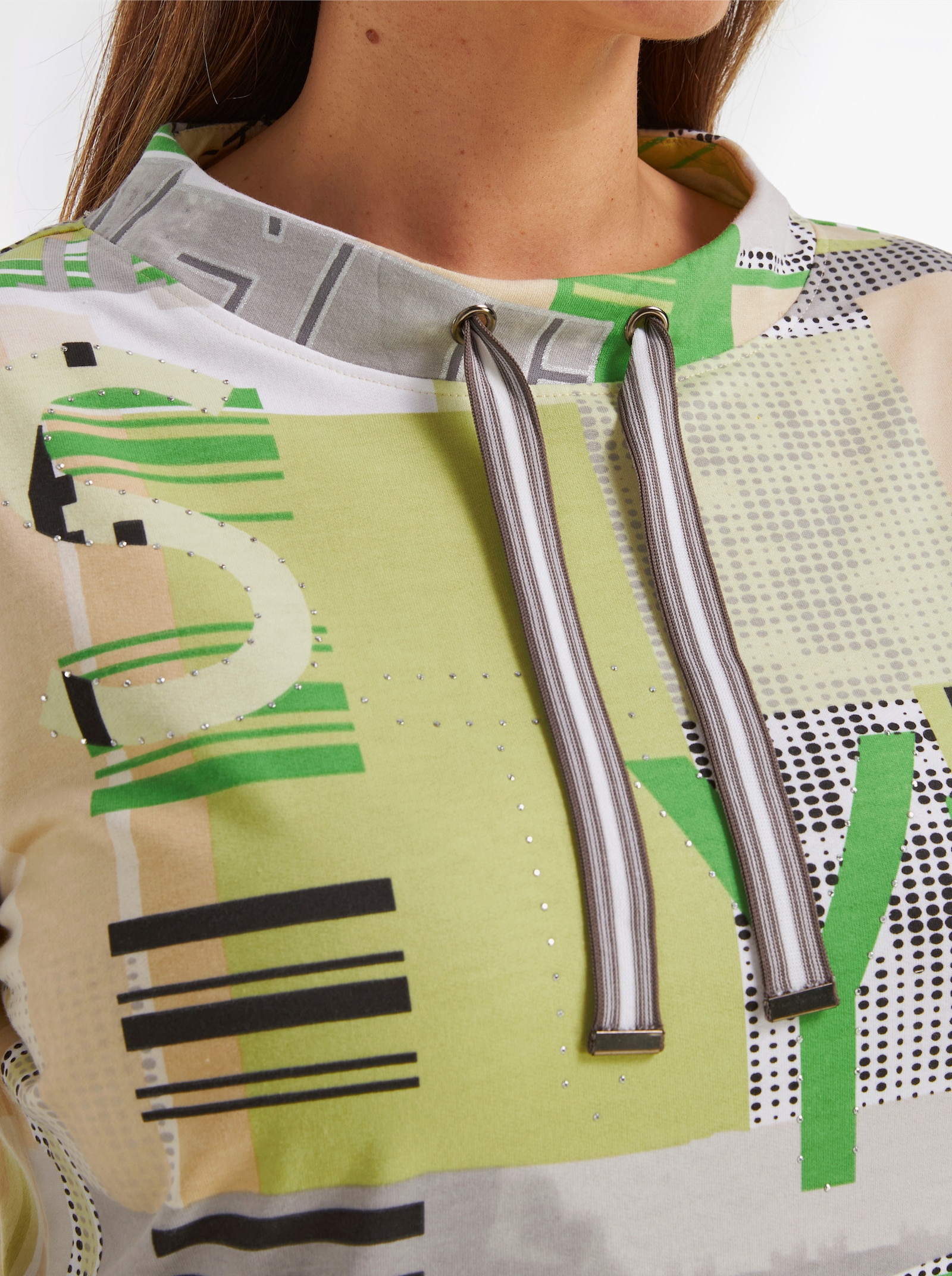 Sweatshirt mit Buchstaben-Print - apfel-ecru