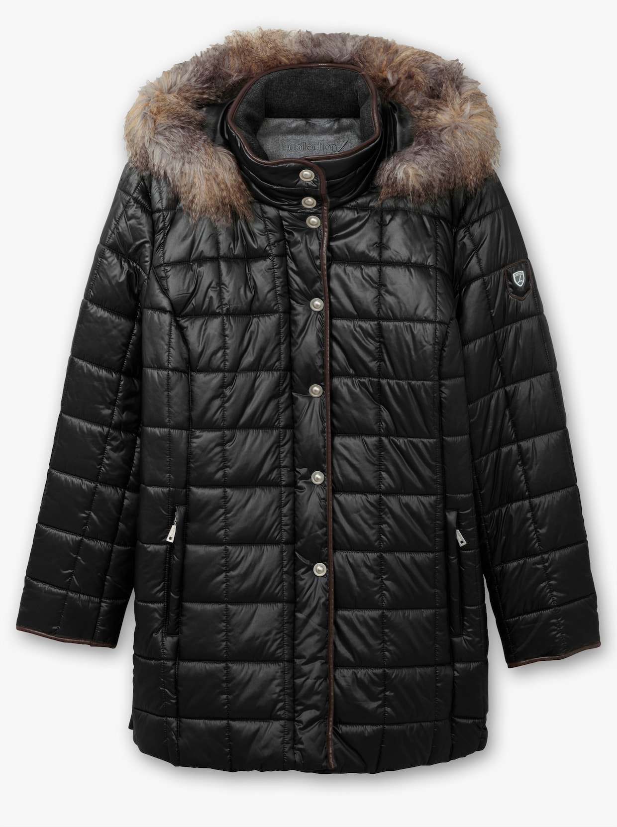 Steppjacke mit Reißverschluss-Seitenschlitzen - schwarz