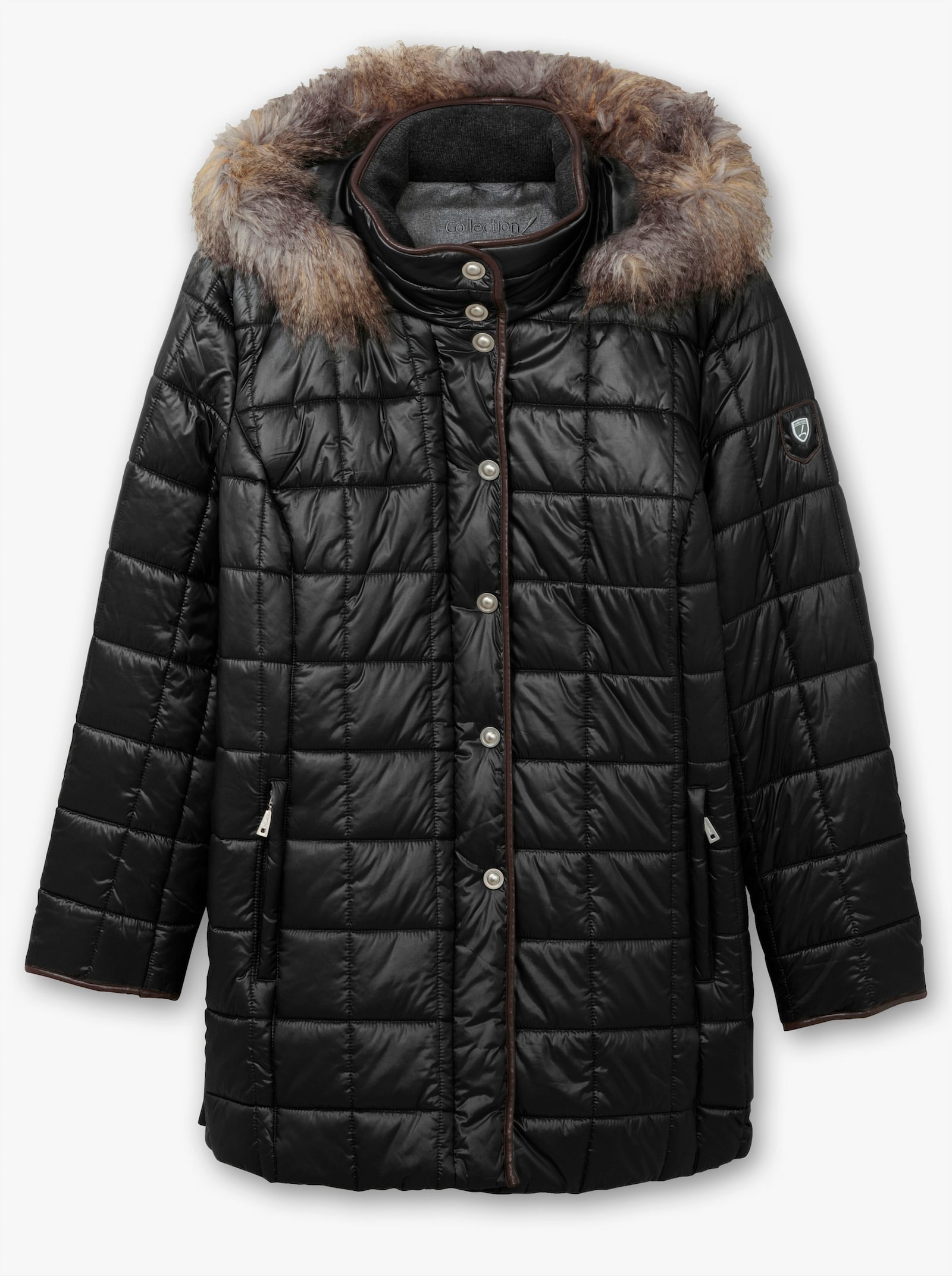 Steppjacke mit Reißverschluss-Seitenschlitzen - schwarz