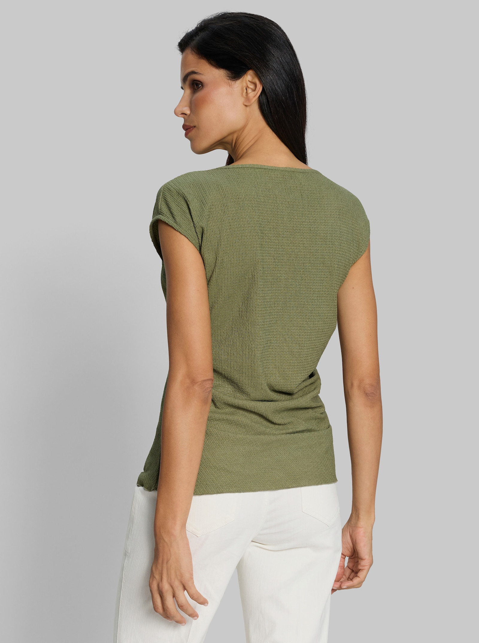 heine Kurzarmshirt im Jaquardmuster - khaki