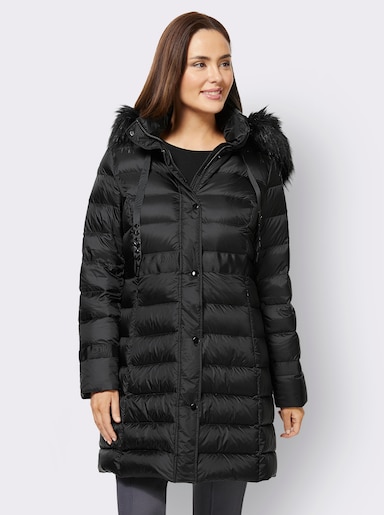 Isabell Schmitt Daunenjacke mit Pelz-Imitat-Detail - schwarz