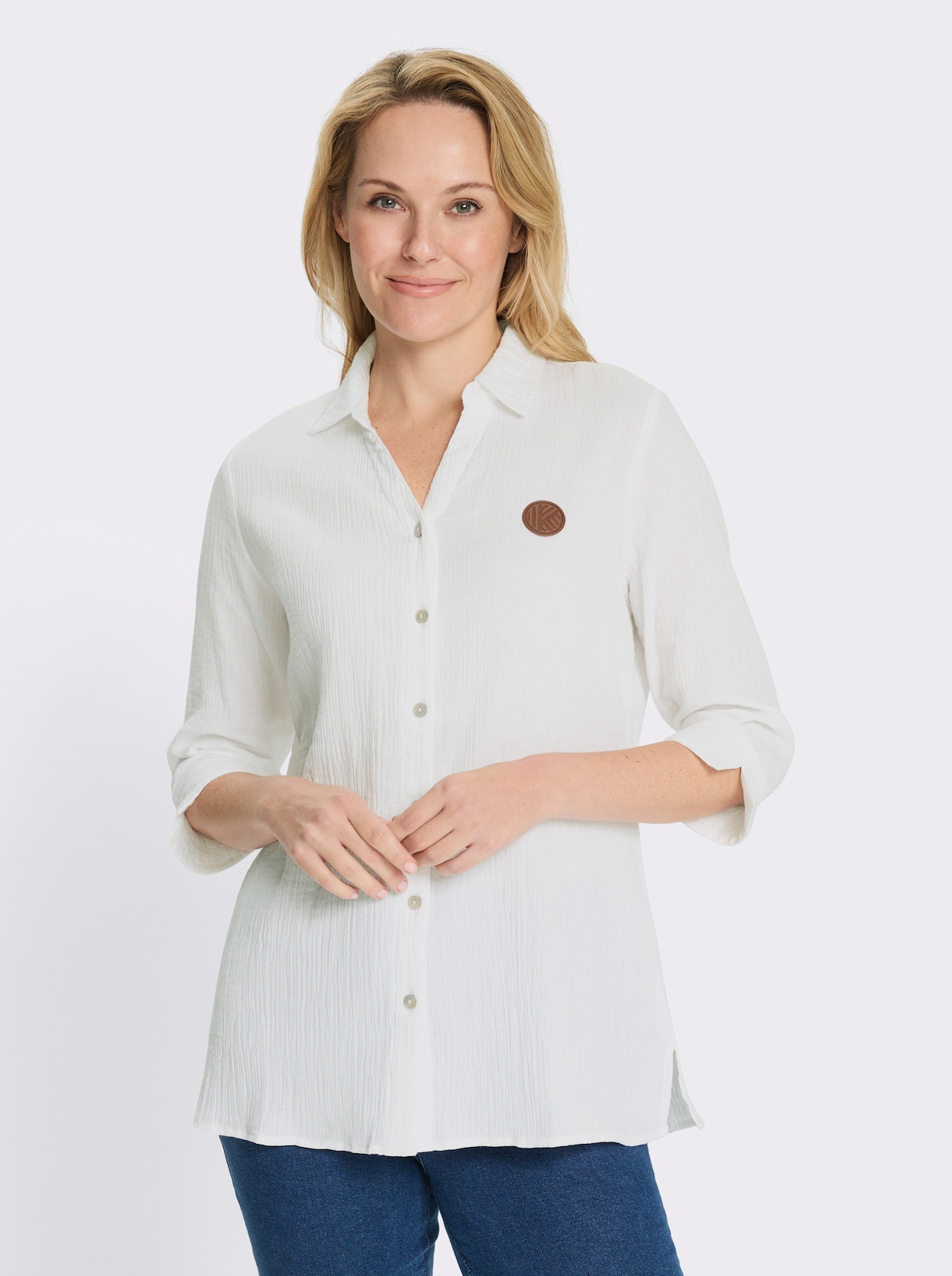 Longbluse in Musselin-Qualität - weiß