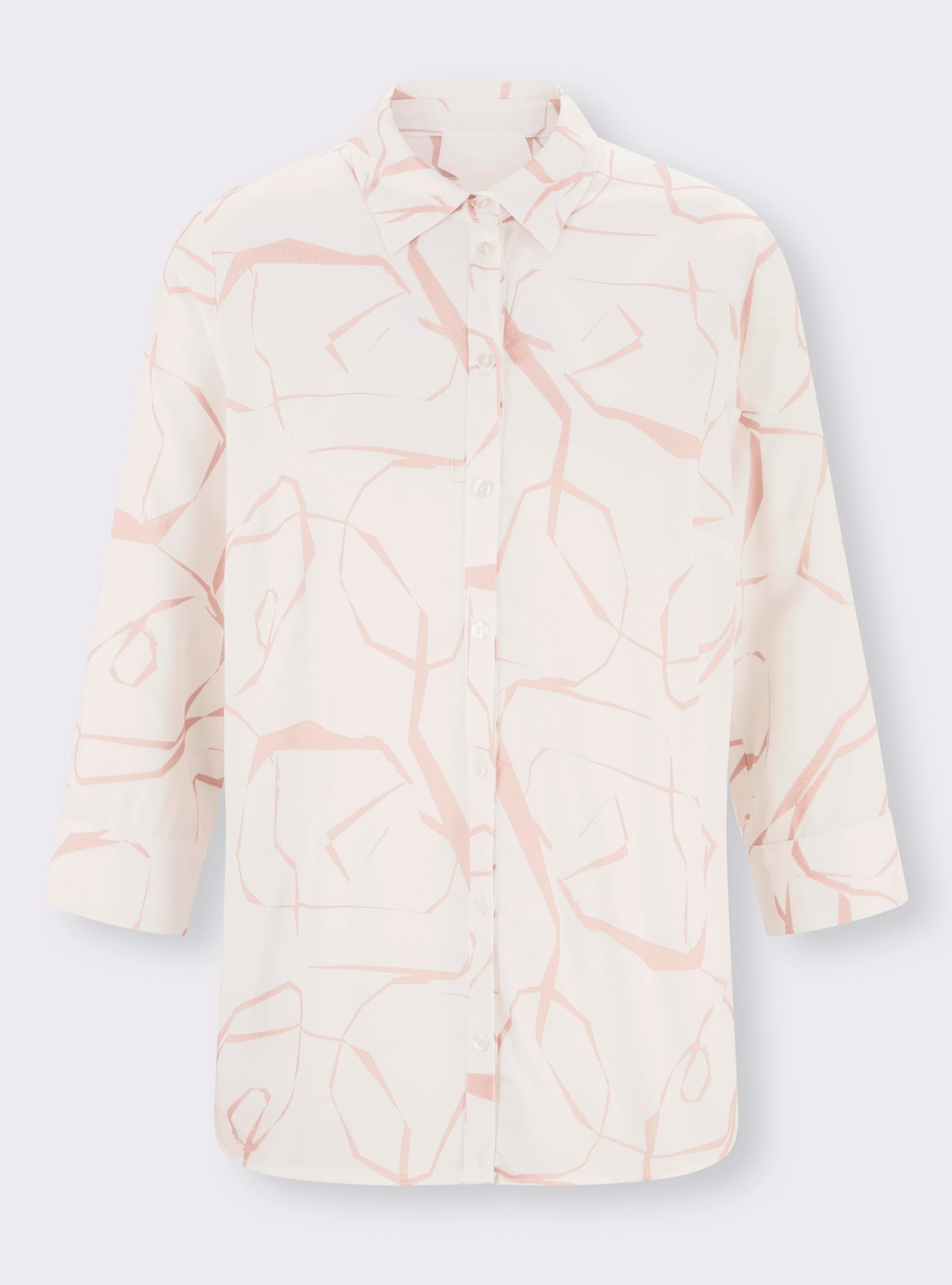 heine Hemdbluse mit Falte im Rückenteil - ecru-puder-bedruckt