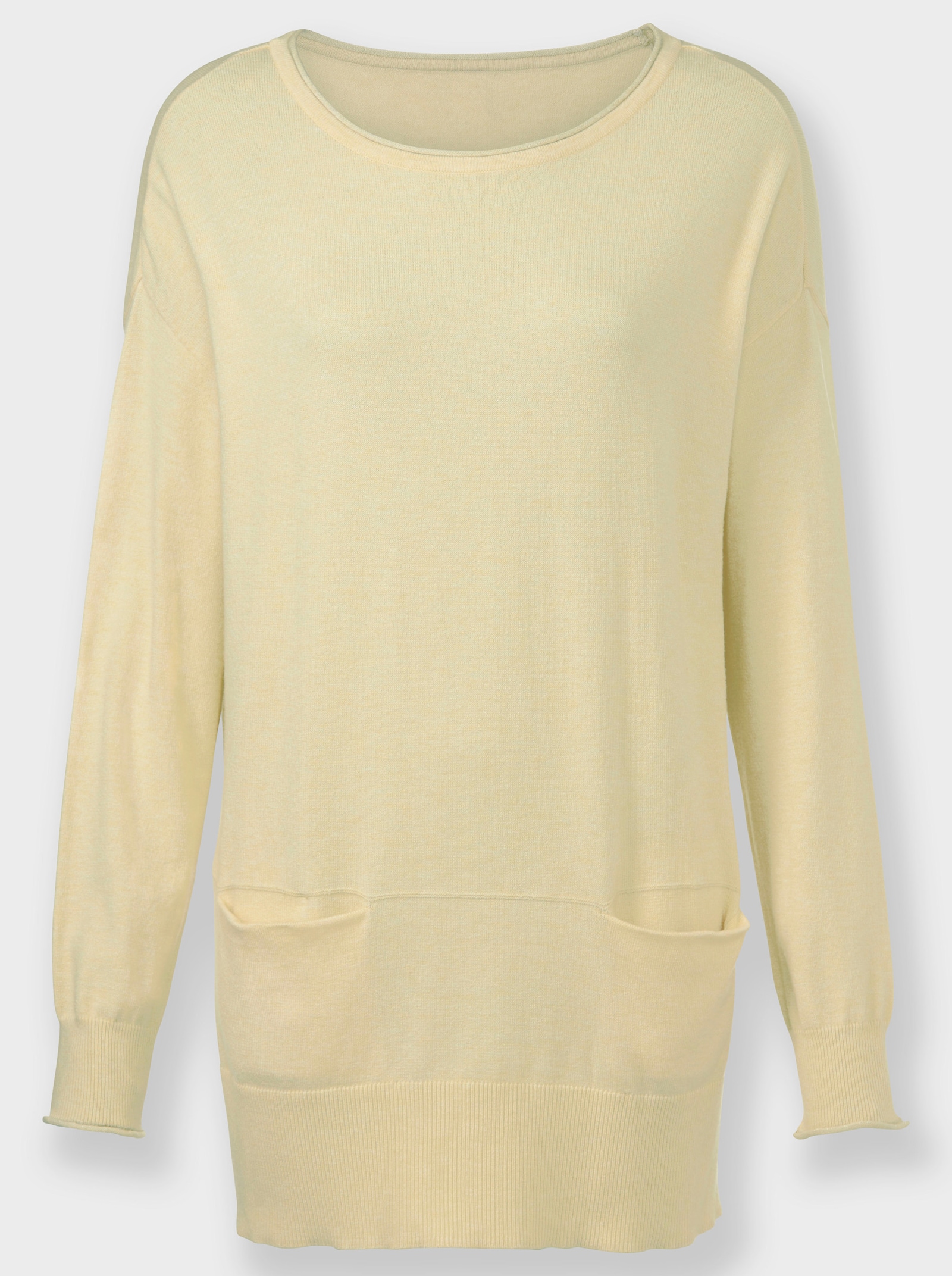 heine Rundhalspullover mit 2 Taschen vorne - vanille-ecru-meliert