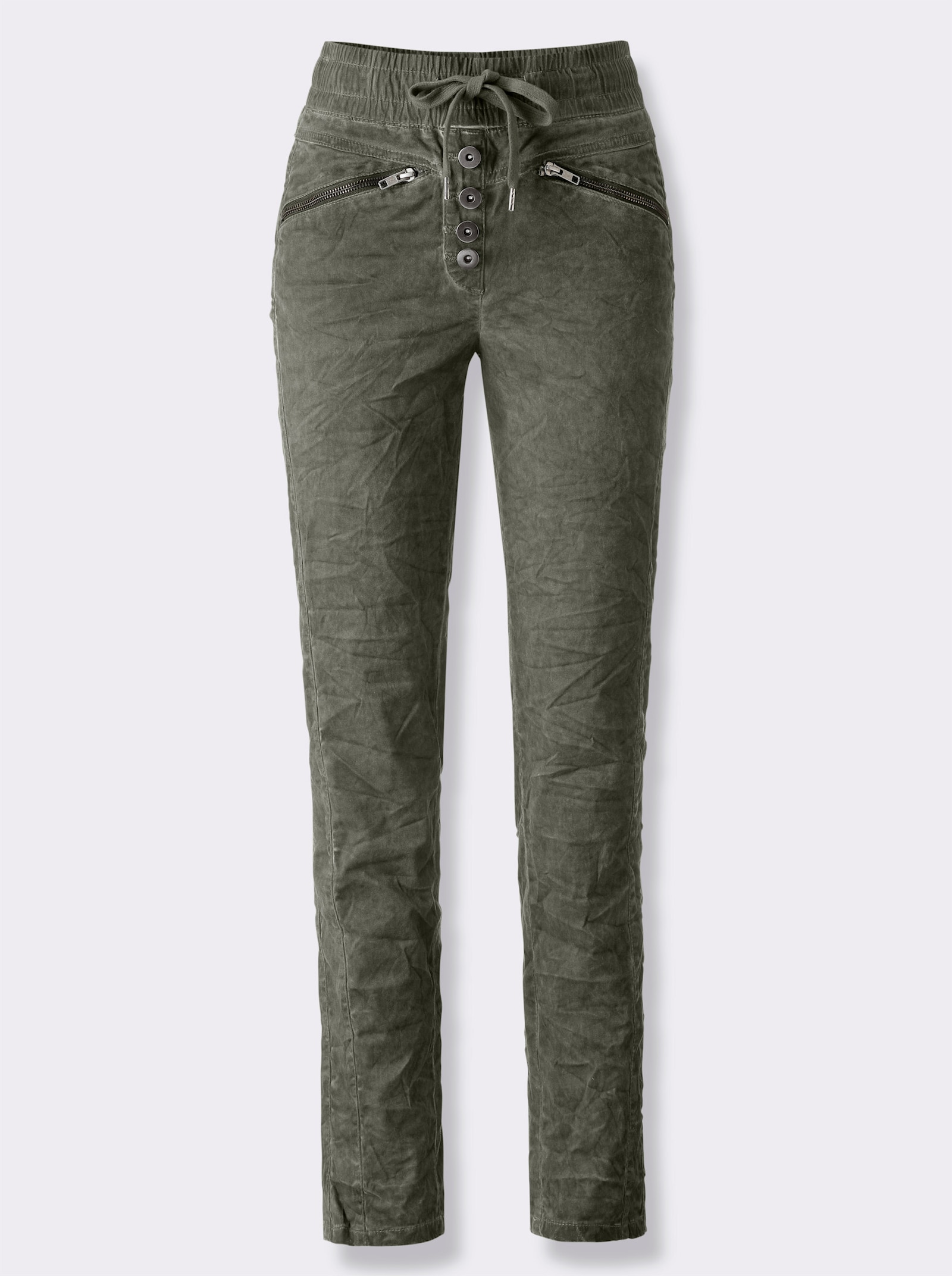 heine Schlupfhose aus Crinkle-Ware - khaki