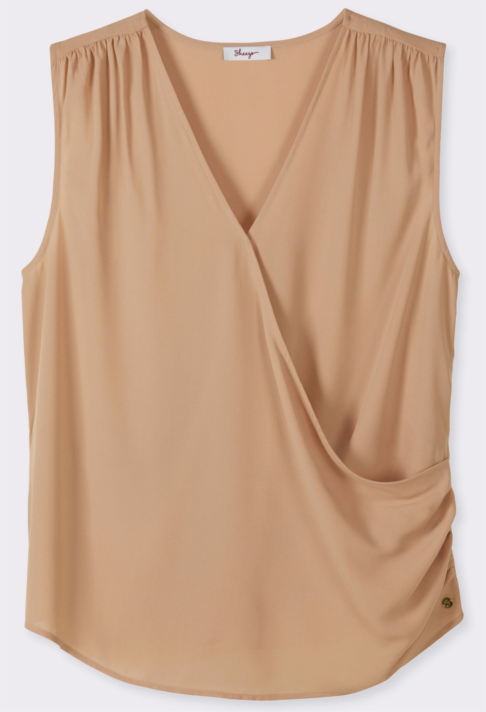 sheego Wickeltop mit eleganten Raffungen - camel