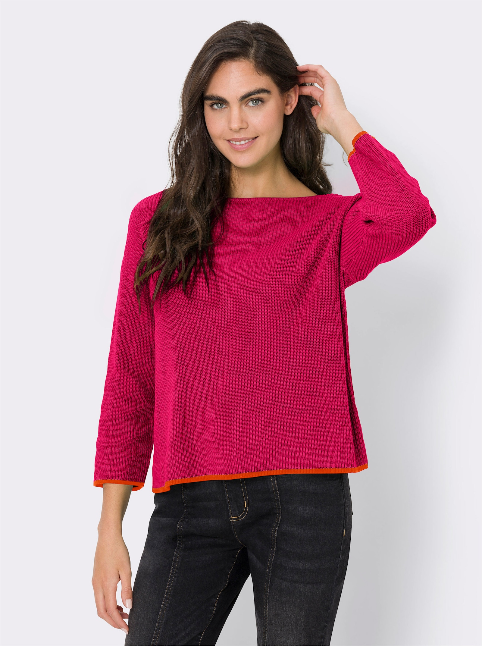 heine Pull en tricot avec manches 3/4 - fuchsia