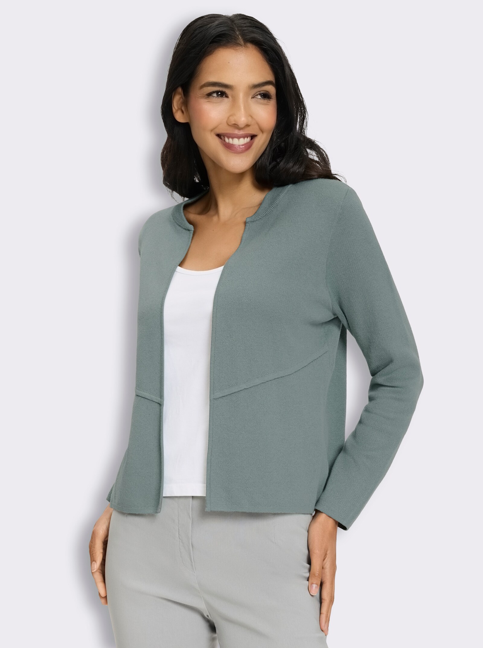 Strickjacke im Jaquard-Dessin - jade