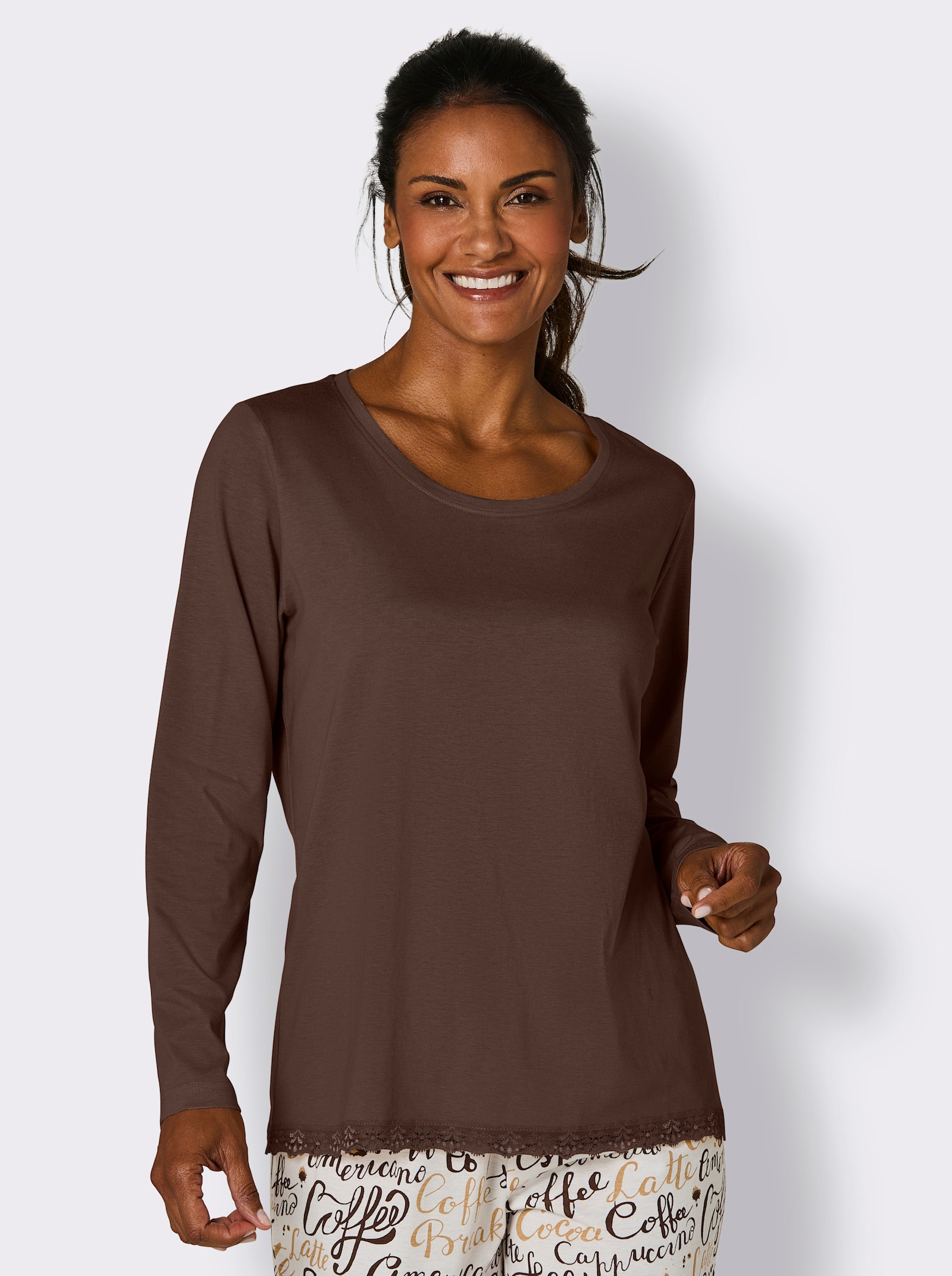 wäschepur Pyjama-Shirt - chocolade