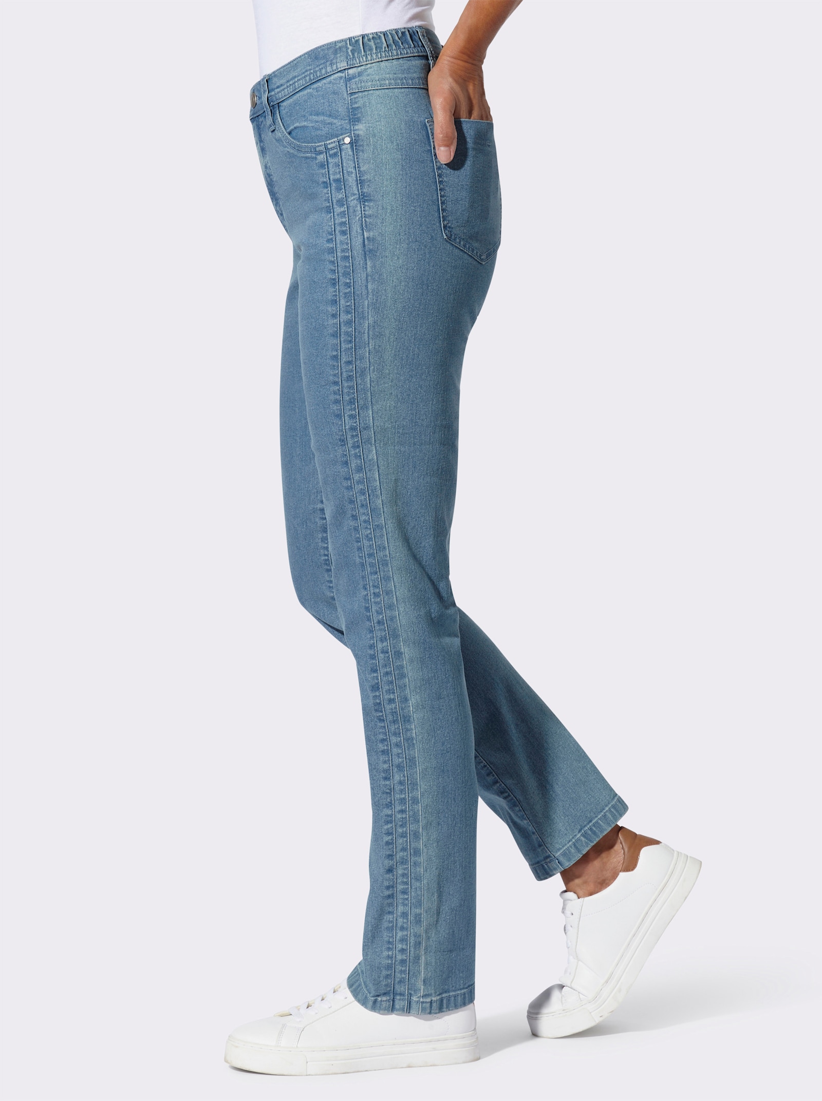 Džíny s boční vsadkou - bělená modrá