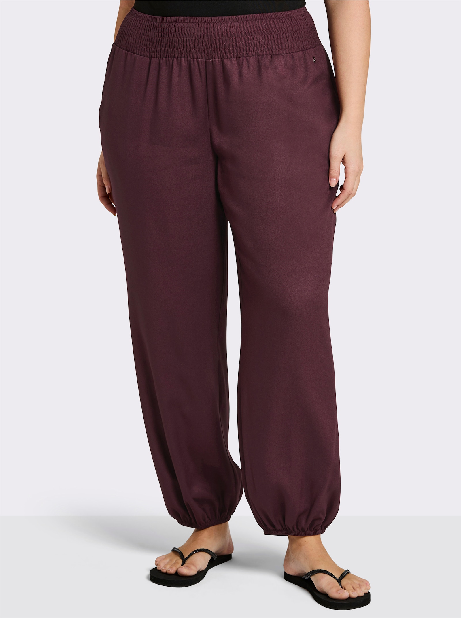 sheego Schlupfhose mit Smokbund, weite Form - burgund