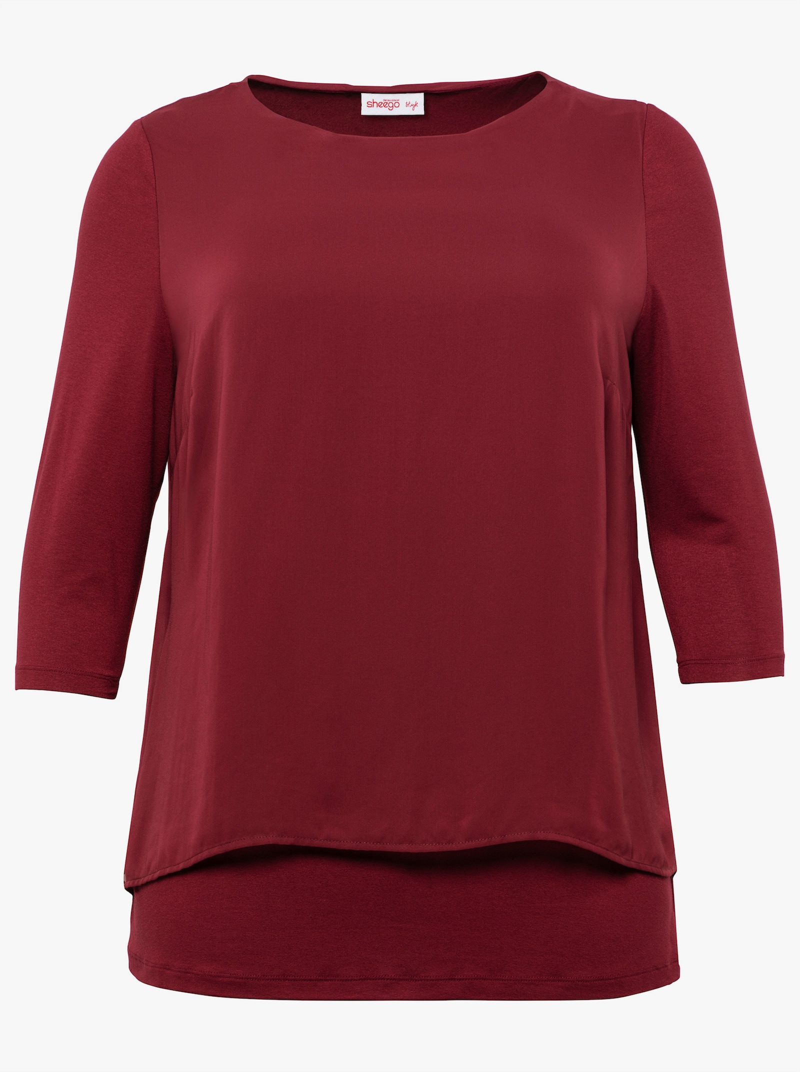 sheego Blouseshirt met puntige zoom - robijnrood