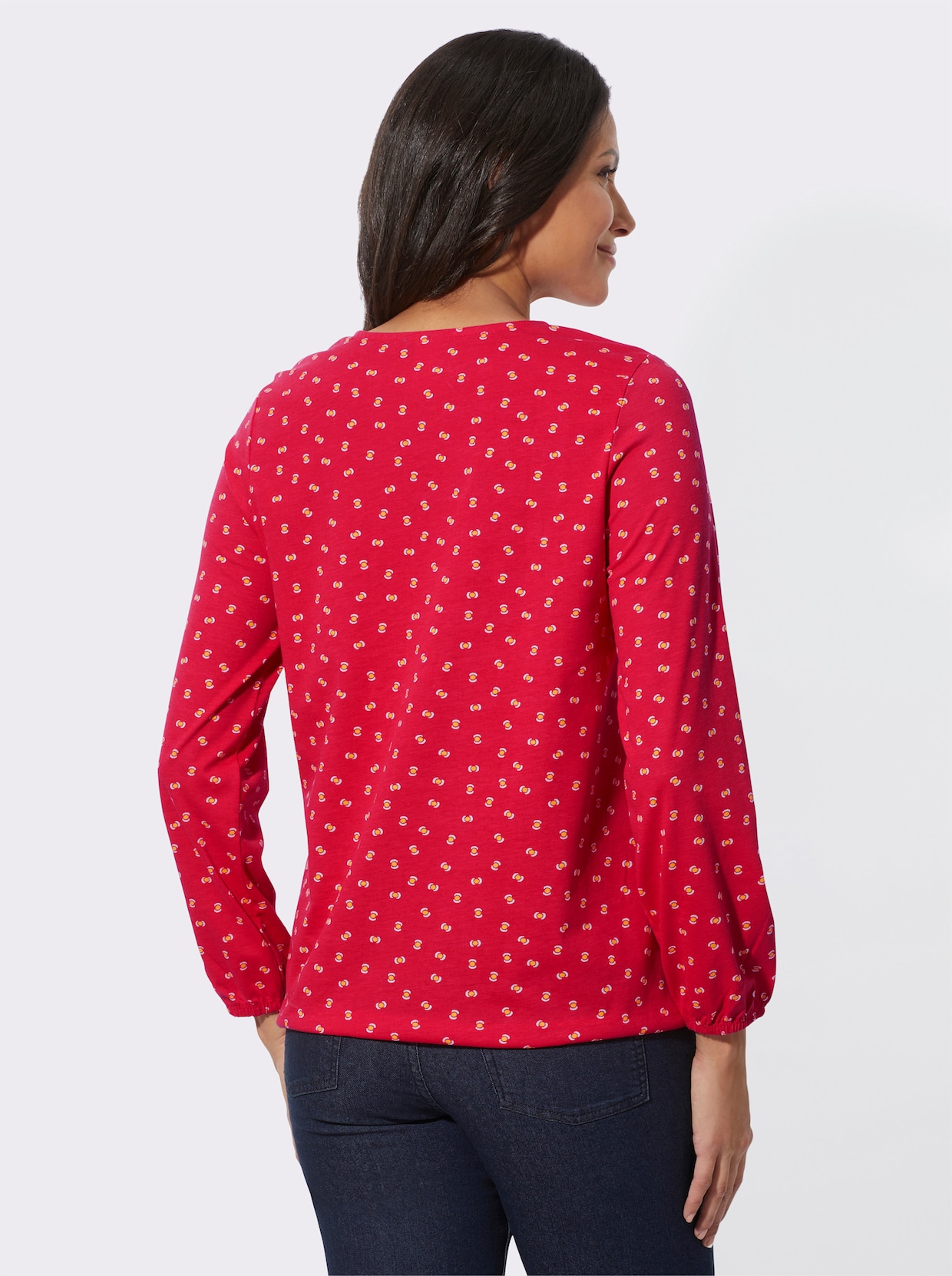 Shirt met lange mouwen - rood/oker bedrukt
