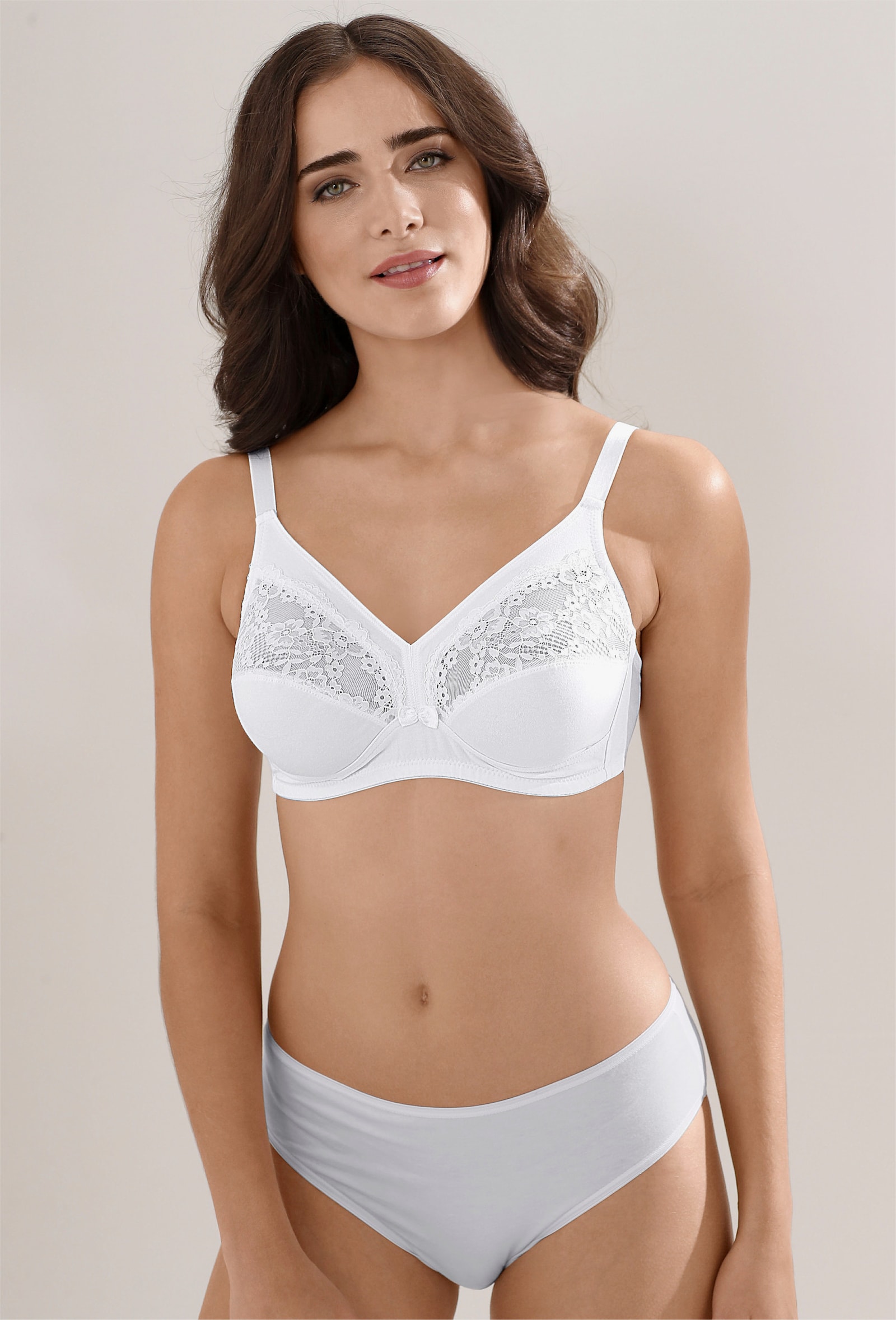 wäschepur BH ohne Bügel mit 2-geteilten Cups - weiß